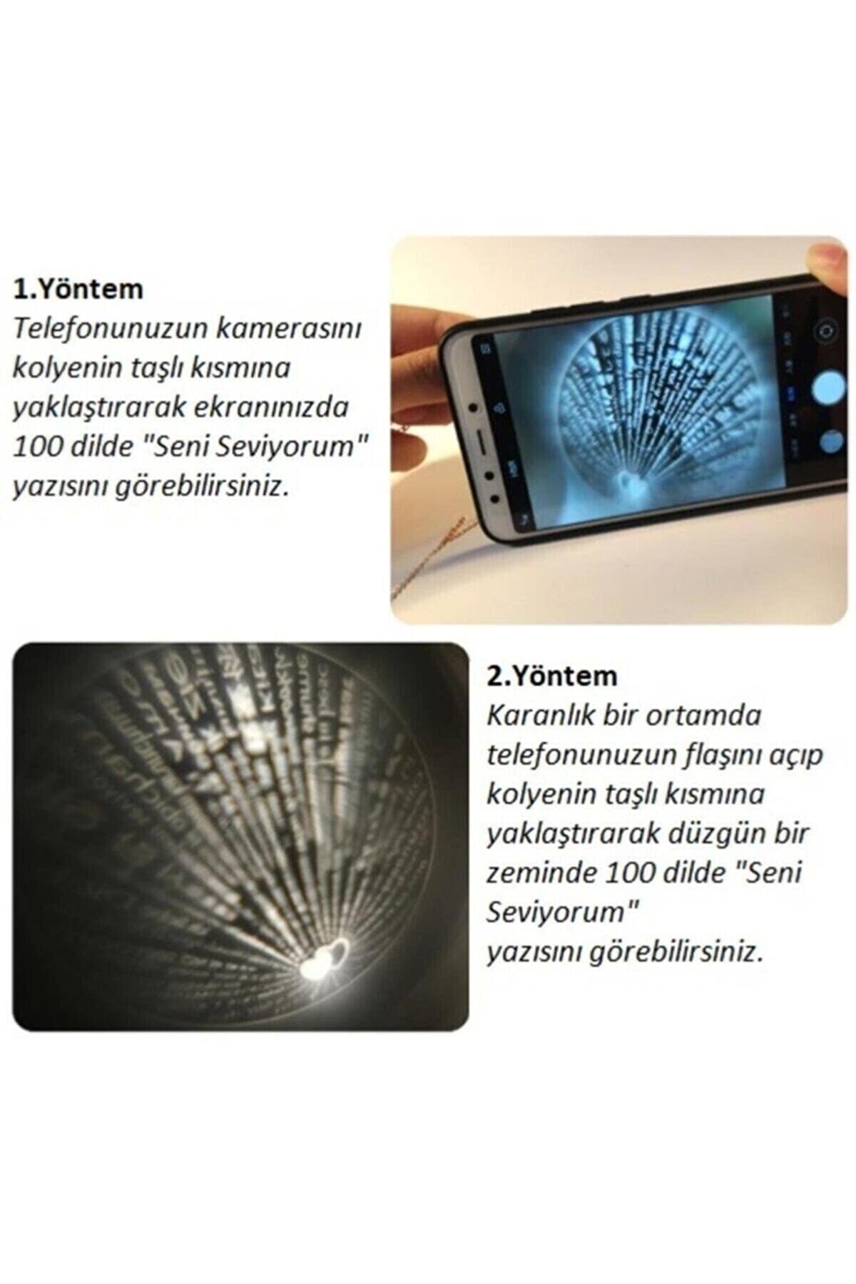 Sevgili Kolyesi Mıknatıslı 100 Dilde Seni Seviyorum Projeksiyon Çift Kolye