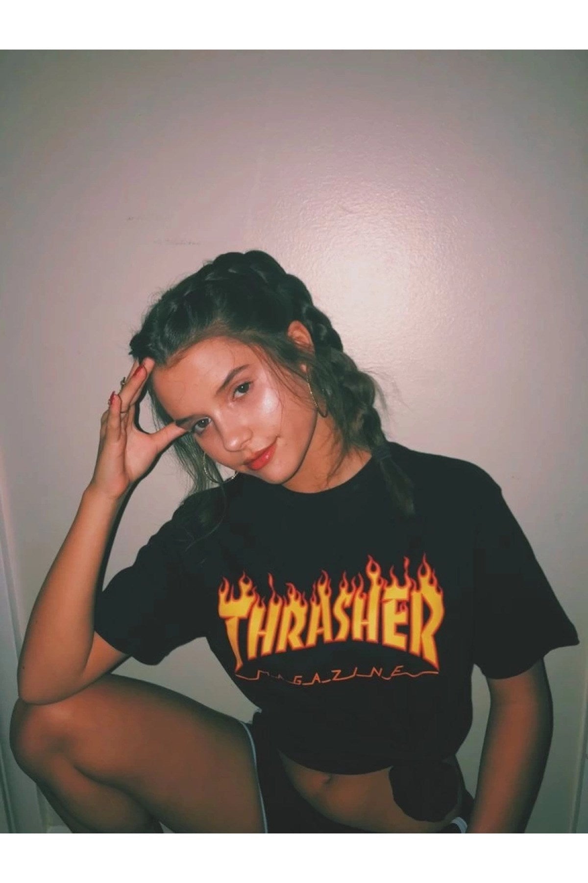 Hoodie Outdoor Thrasher Magazine Baskılı Boyfriend Tshirt