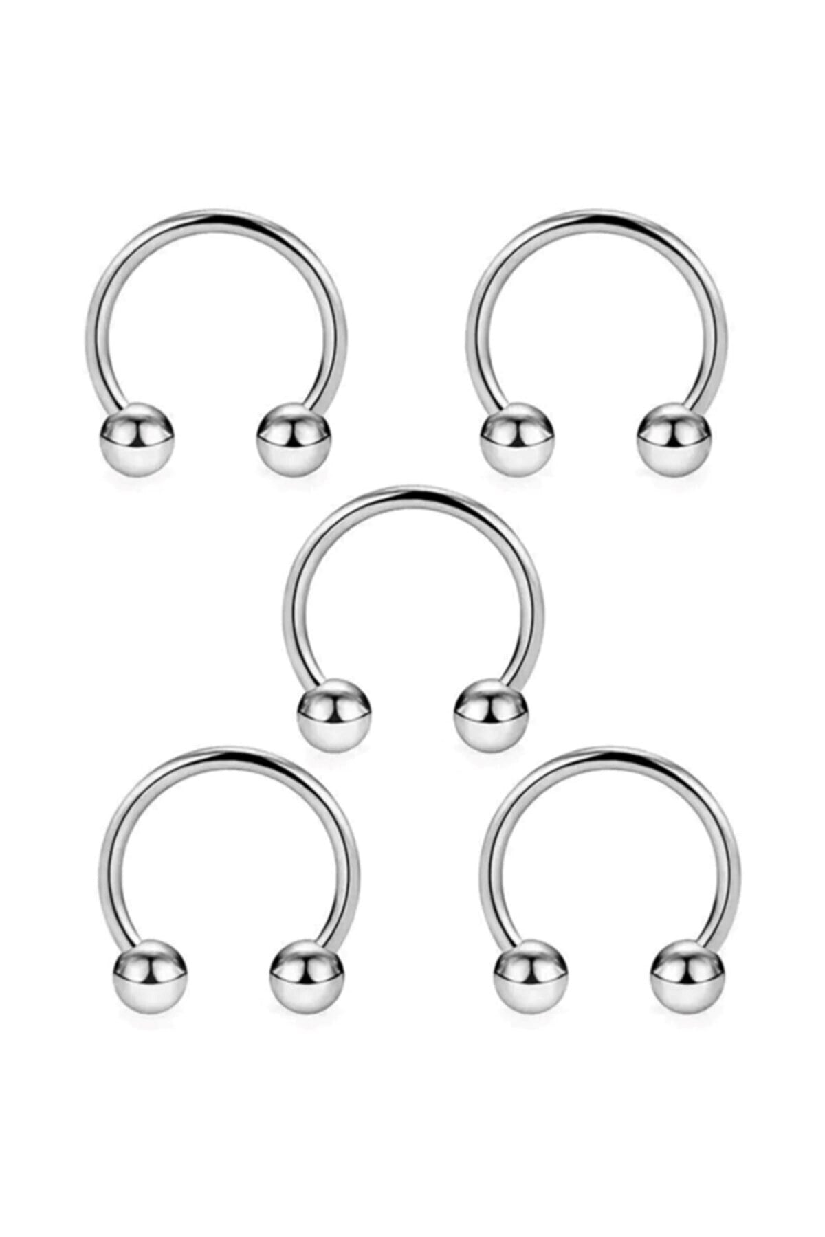 316l Cerrahi Çelik Gümüş Renk 5li Set Septum Piercing