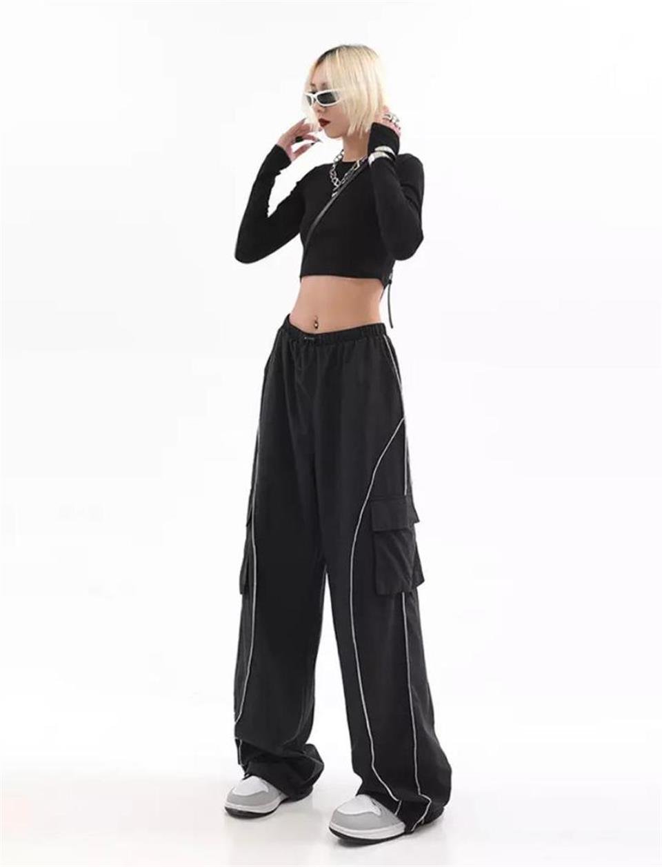 ESC BUTİK Cargo Pocket Lines Detail Wide Leg Tracksuit