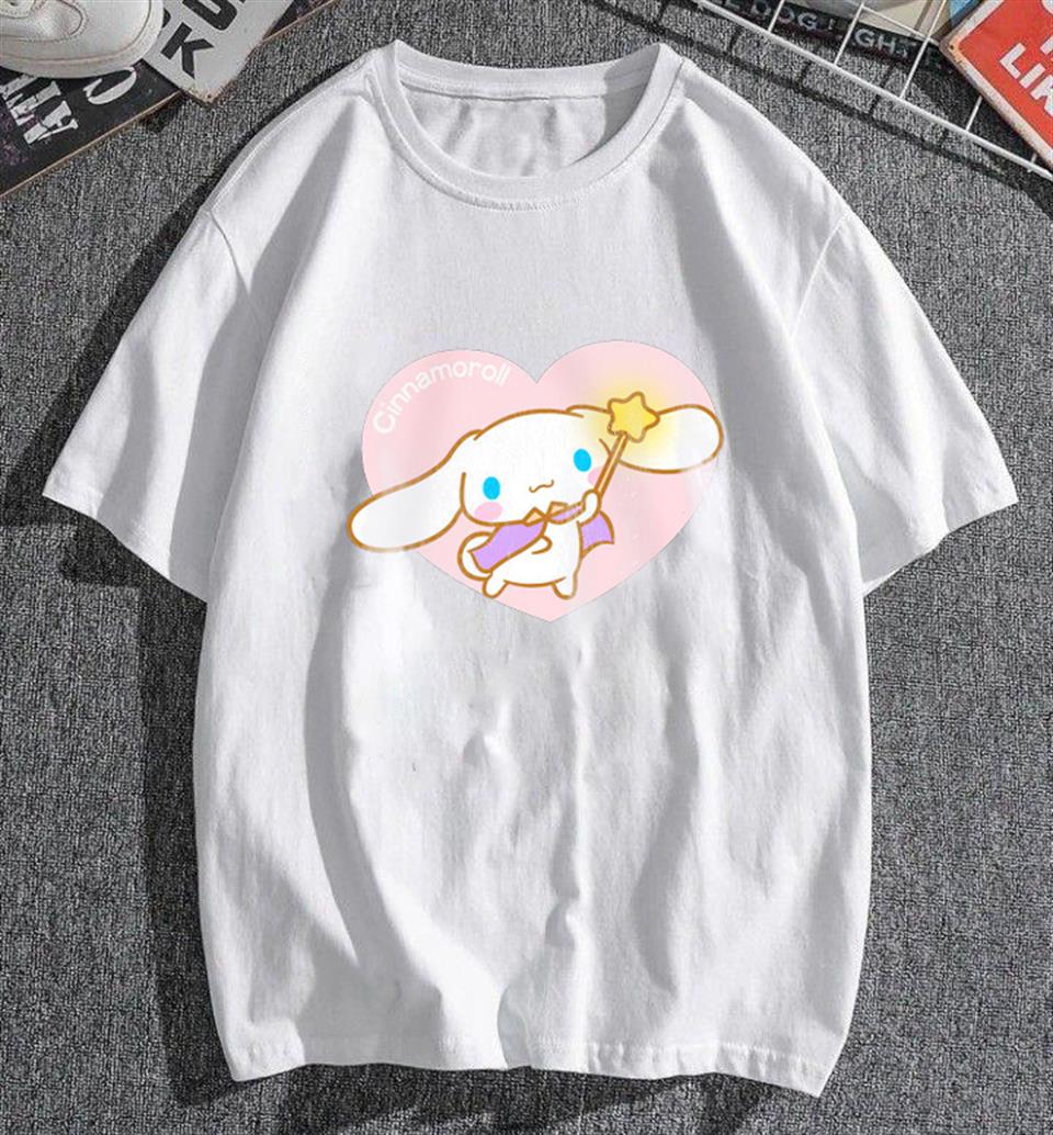 ESC BUTİK Cinnamoroll & Heart Beyaz Unisex Oversize T-shirt