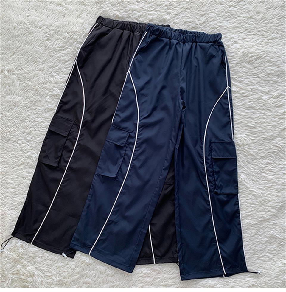 ESC BUTİK Harajuku Lines Detail Cargo Pocket Dark Navy Tracksuit Lacivert Eşofman Altı