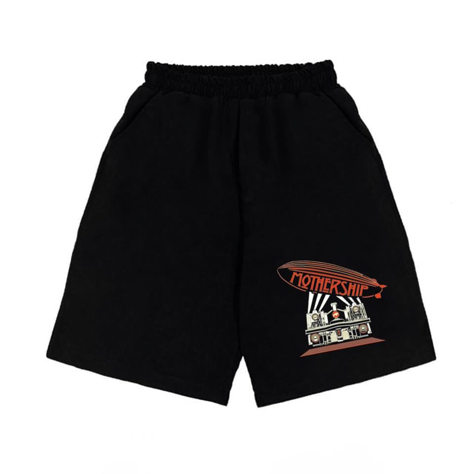 ESC BUTİK Mothership Led Zeppelin Baskılı Siyah Unisex Penye Şort