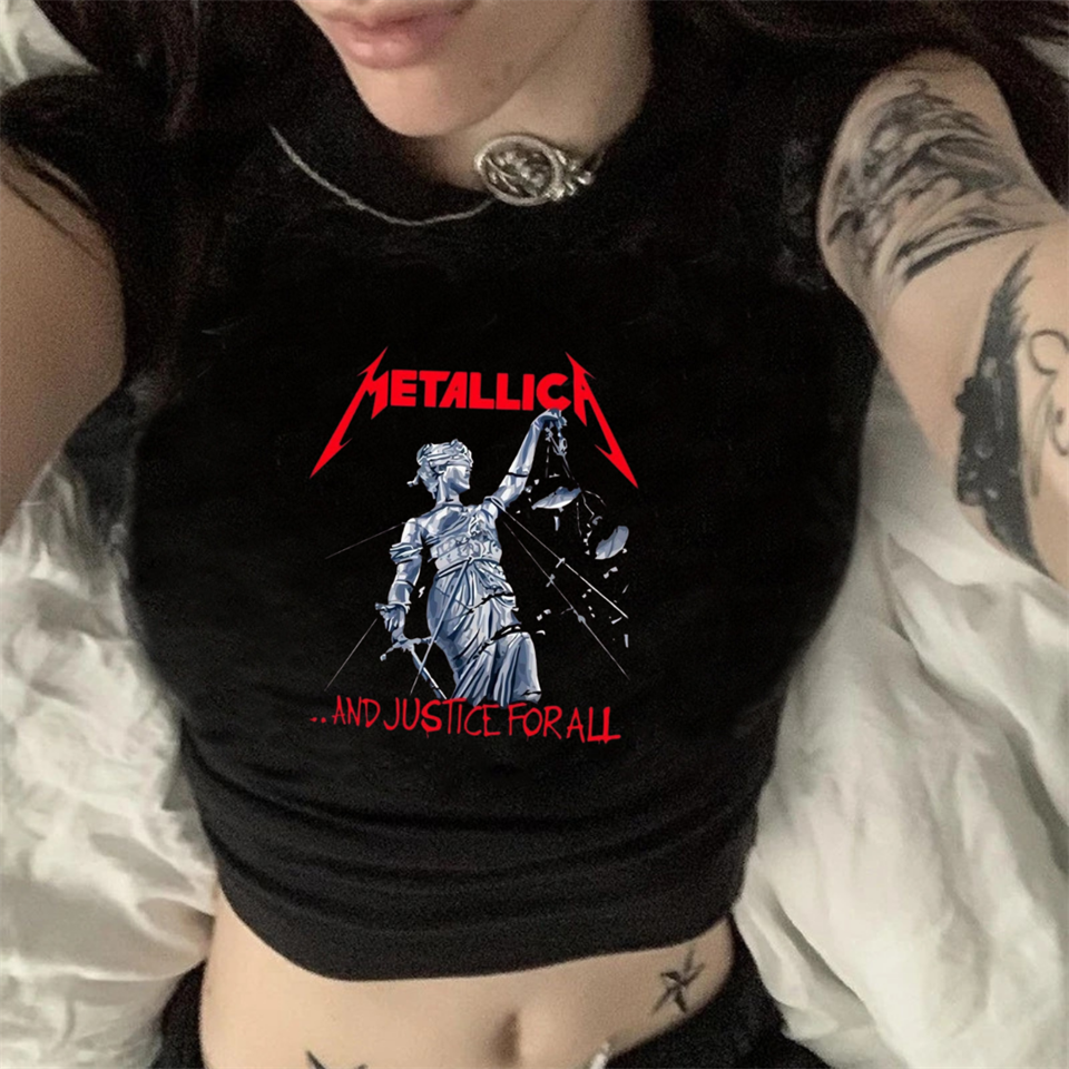 ESC BUTİK Rock Serisi Metallica And Justice For All Siyah Crop