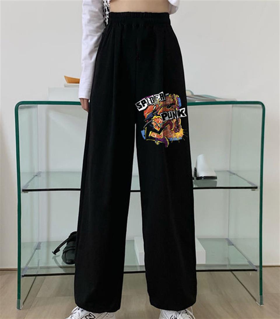 ESC BUTİK Spider Punk Baskılı Oversize Unisex Siyah Eşofman Altı