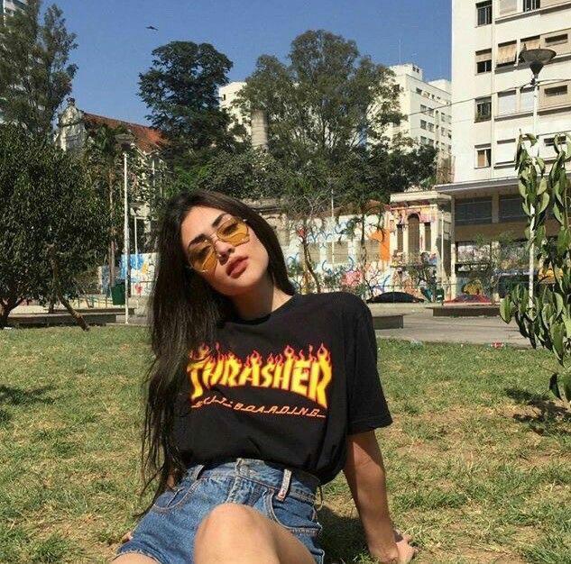 ESC BUTİK Thrasher Unisex Oversize Siyah T-shirt