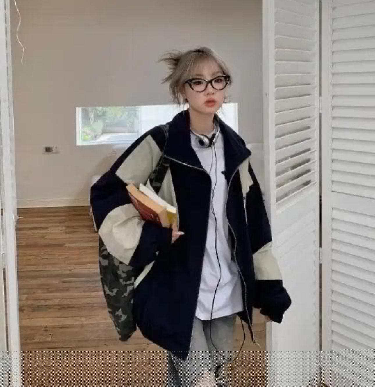 ESC BUTİK Vintage Baggy Paraşüt Kumaş Kolej Ceket Eşofman