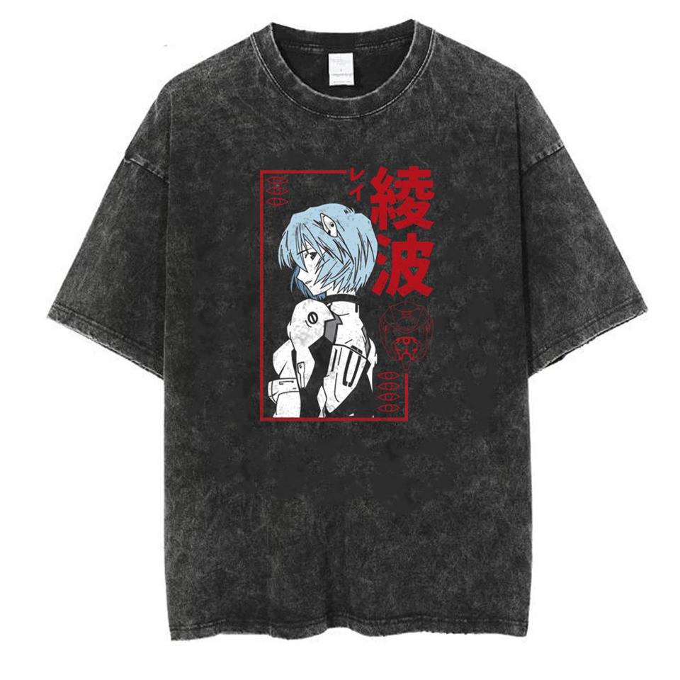 ESC BUTİK Yıkamalı Rei Ayanami Unisex Eskitme T-shirt