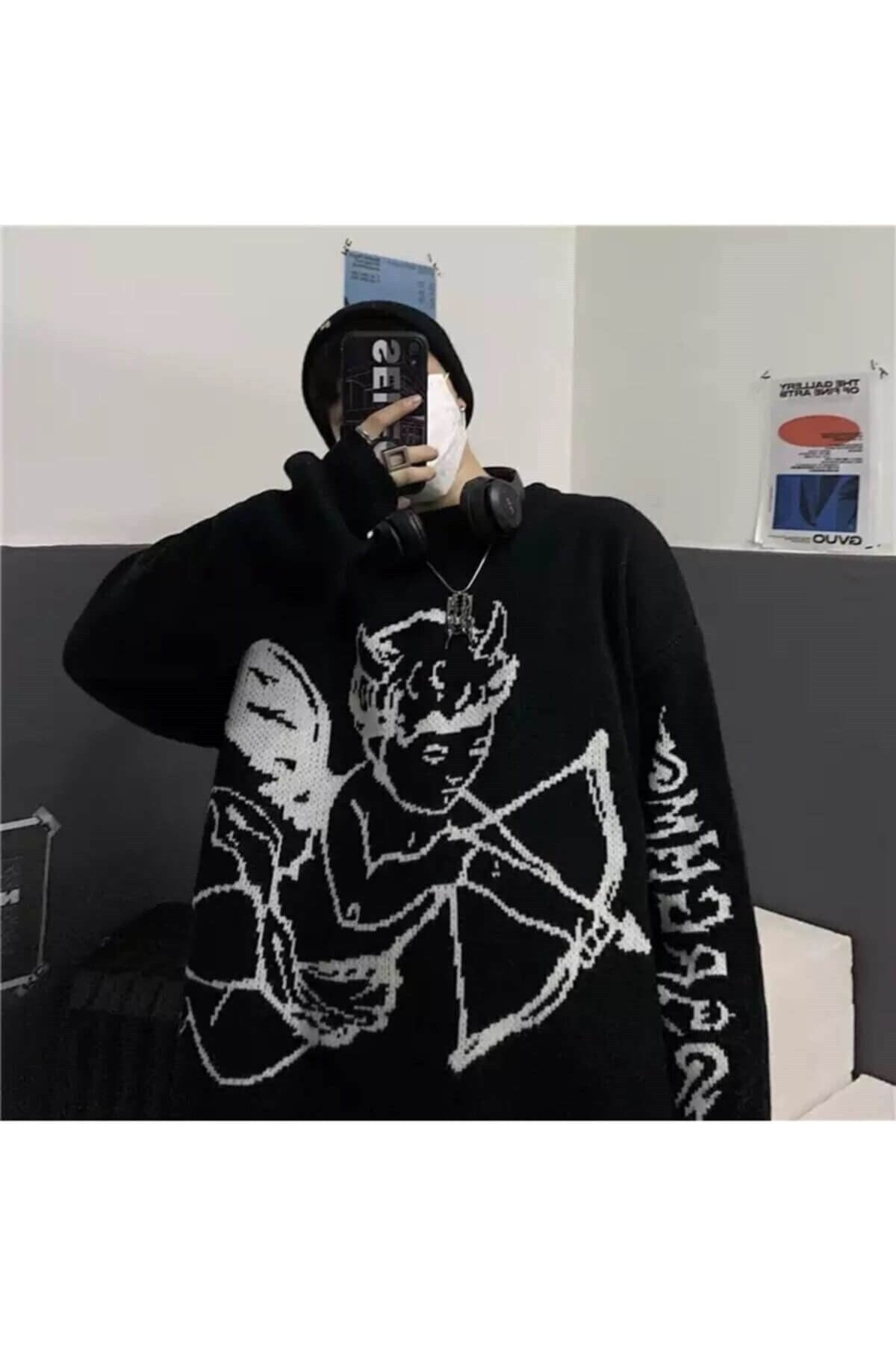Eros Siyah Oversize Unisex Kazak