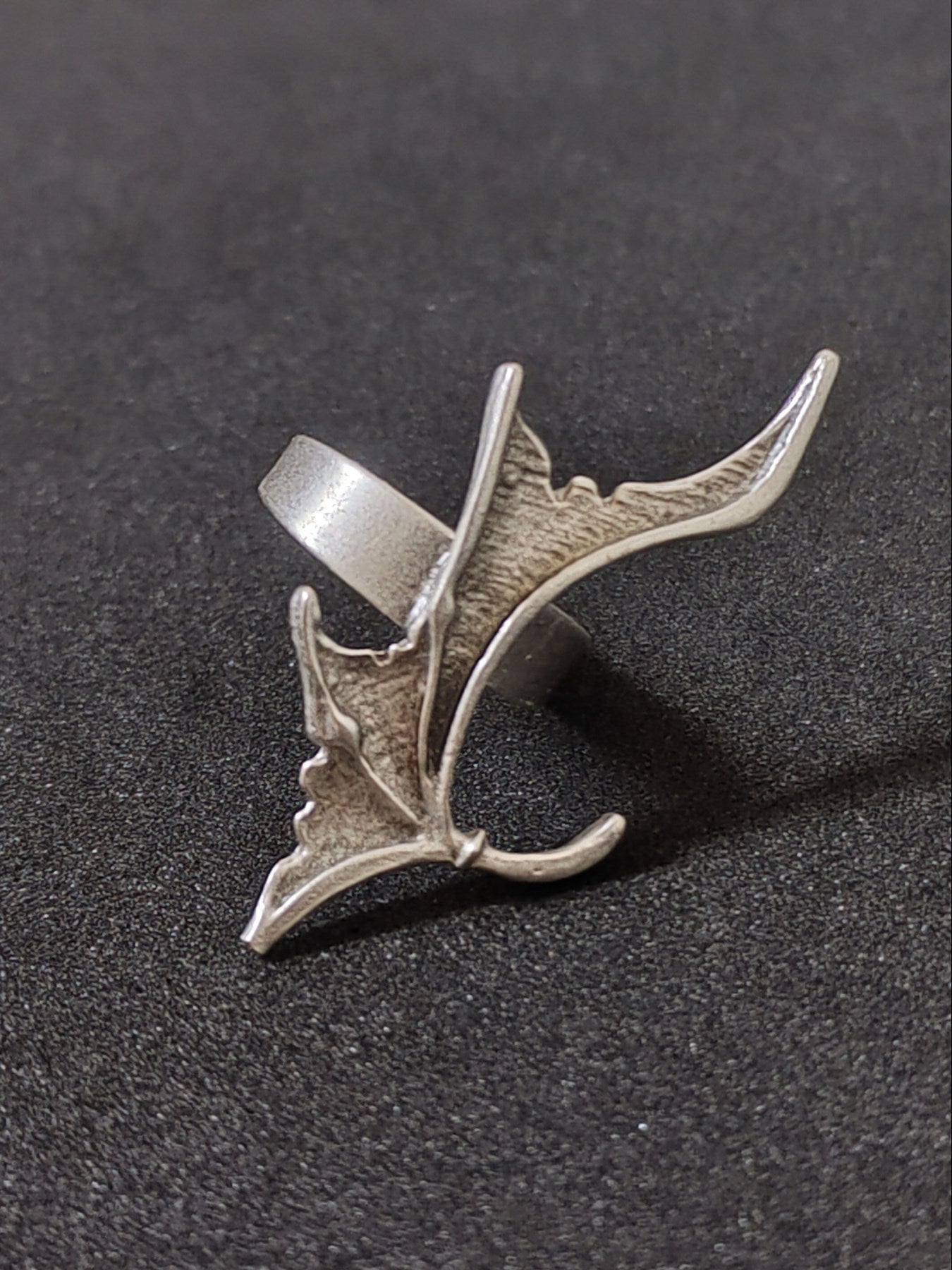Antik Gümüş Kaplama Ayarlanabilir Gotik Heart Yarasa Dekor Unisex Yüzük