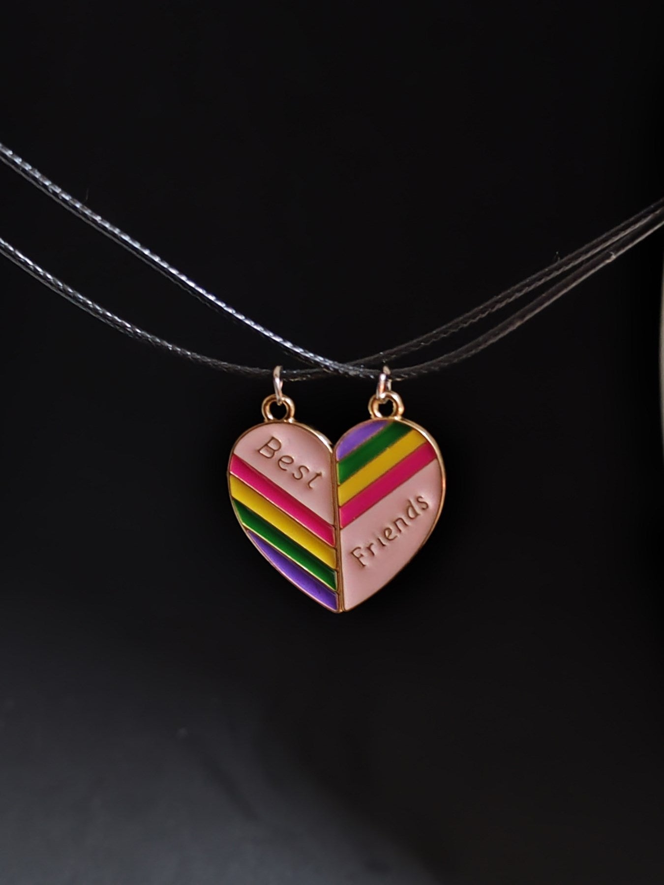 Retro Vintage Gökkuşağı Best Friends Arkadaşlık Mıknatıslı Unisex kili Kolye