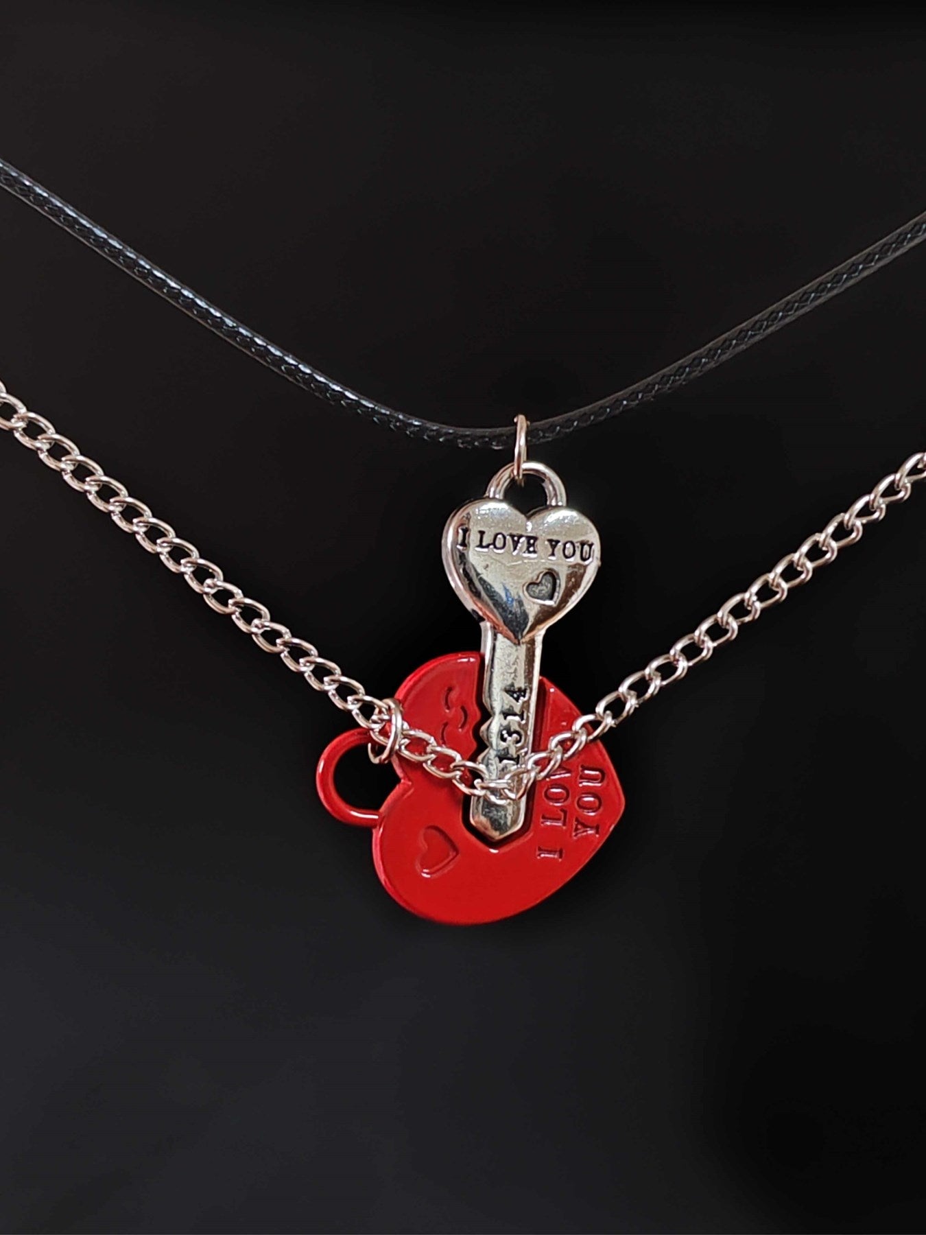 I Love You Kalbimin Anahtarısın Mıknatıslı Sevgili Unisex 2'li Kolye