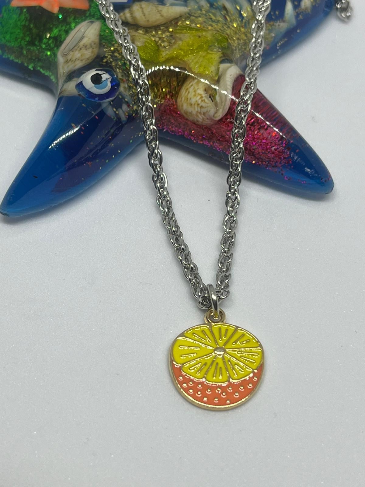 Anime Harajuku Retro Vintage Orange Portakl Zincirli Kolye