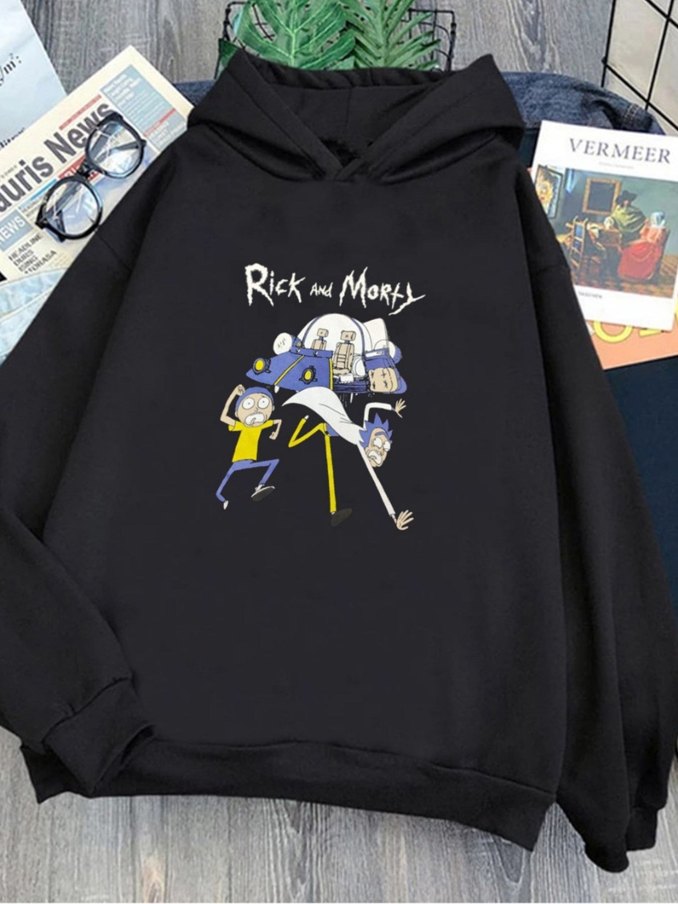 Anime Rick Morty Hoodie Outdoor Gotik Siyah Kapşonlu Sweatshirt Daily