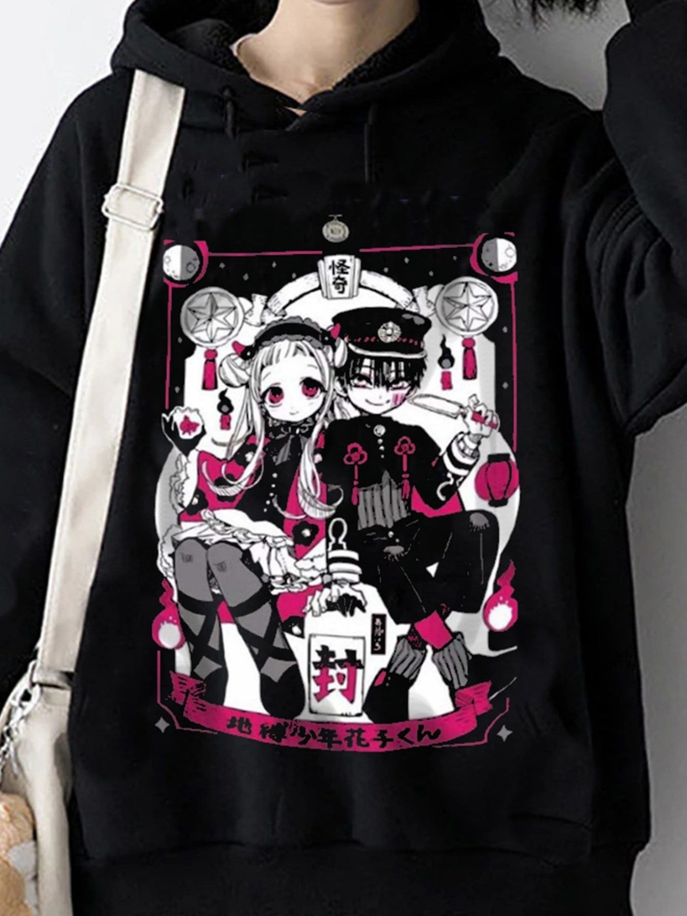 Anime Flov Her Flov Him Hoodie Outdoor Gotik Siyah Kapşonlu Sweatshirt