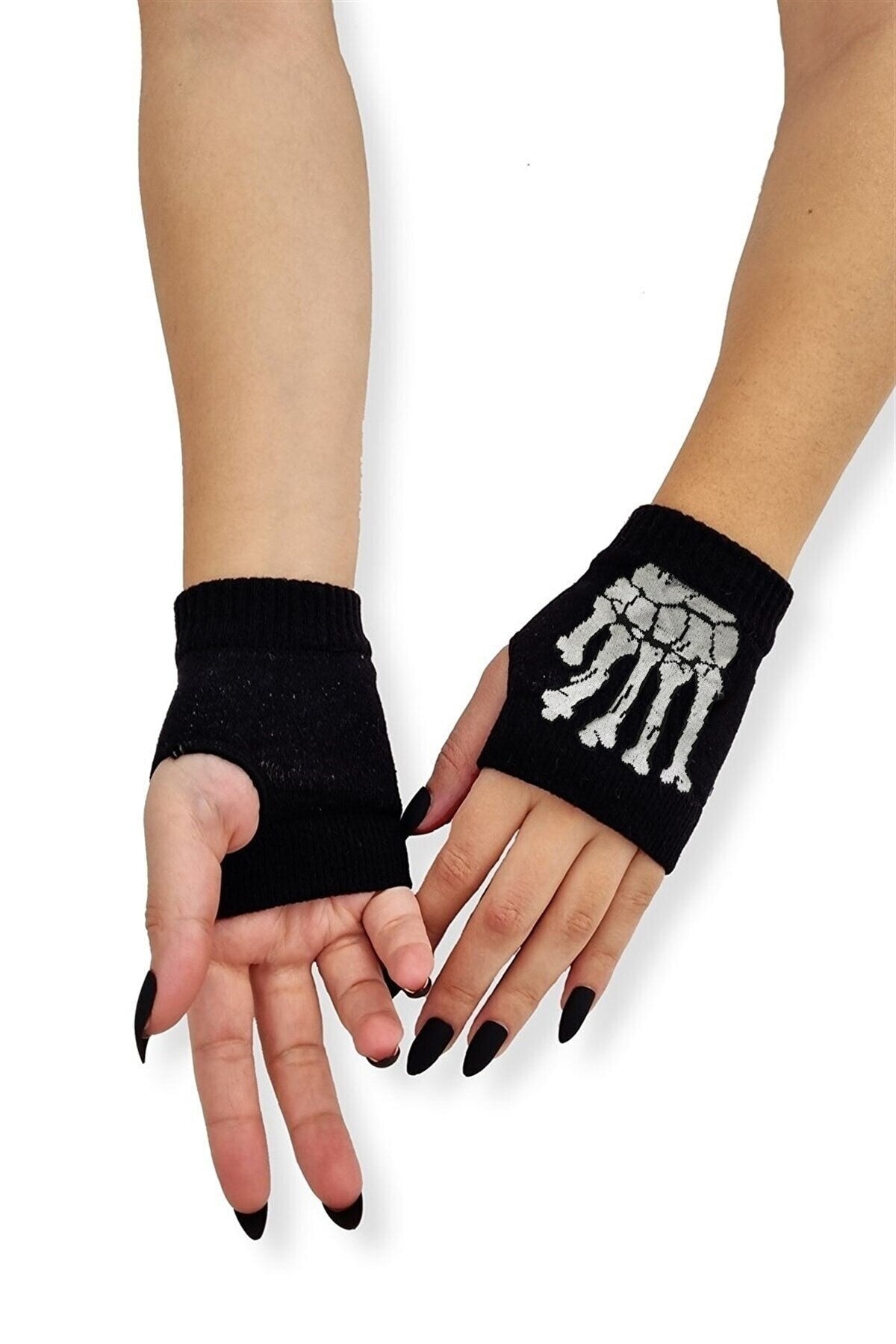Moda Gothic Iskelet Kısa Eldiven