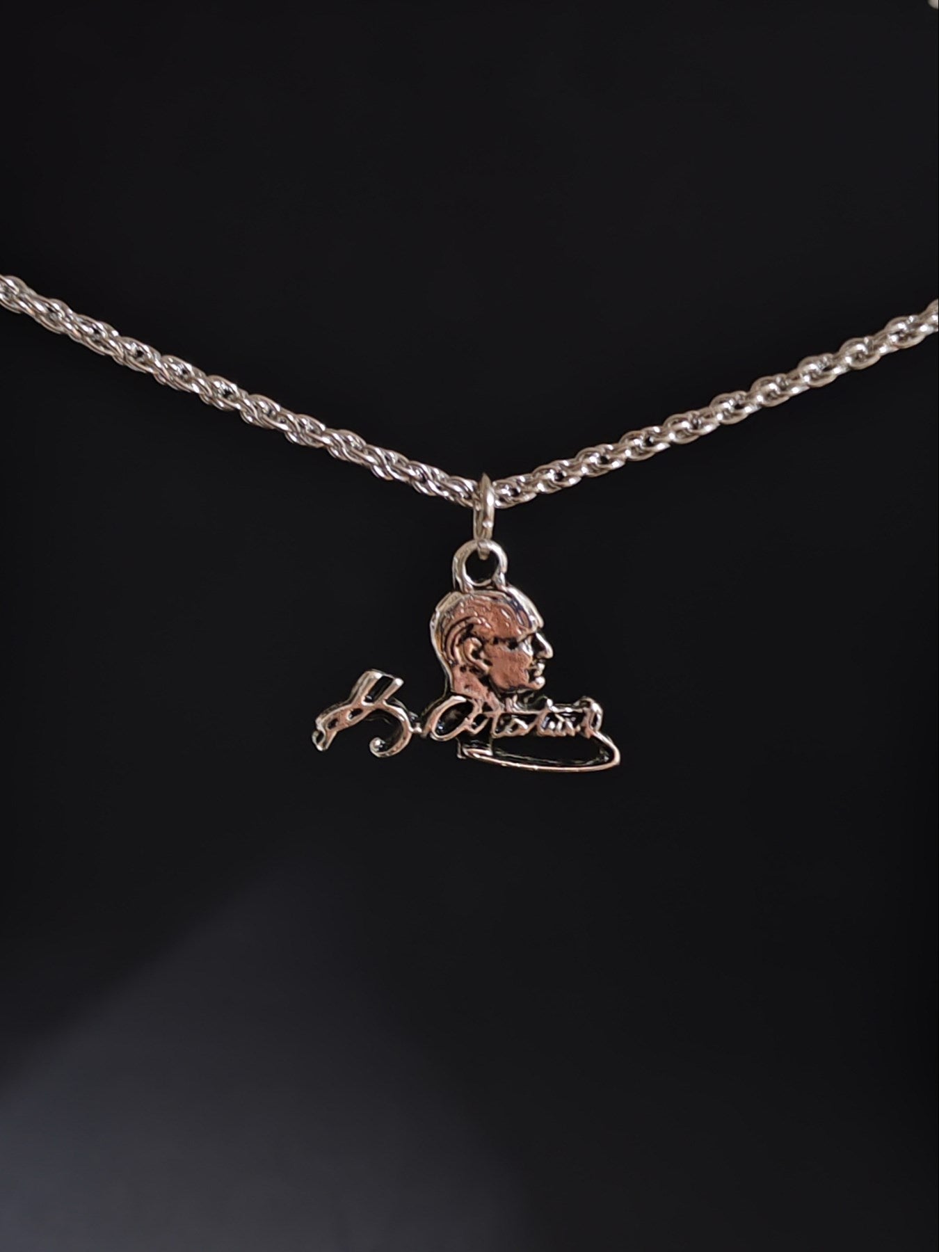 Antik Gümüş Kaplama Kemal Atatürk İmza Unisex Zincirli Hediyelik Kolye