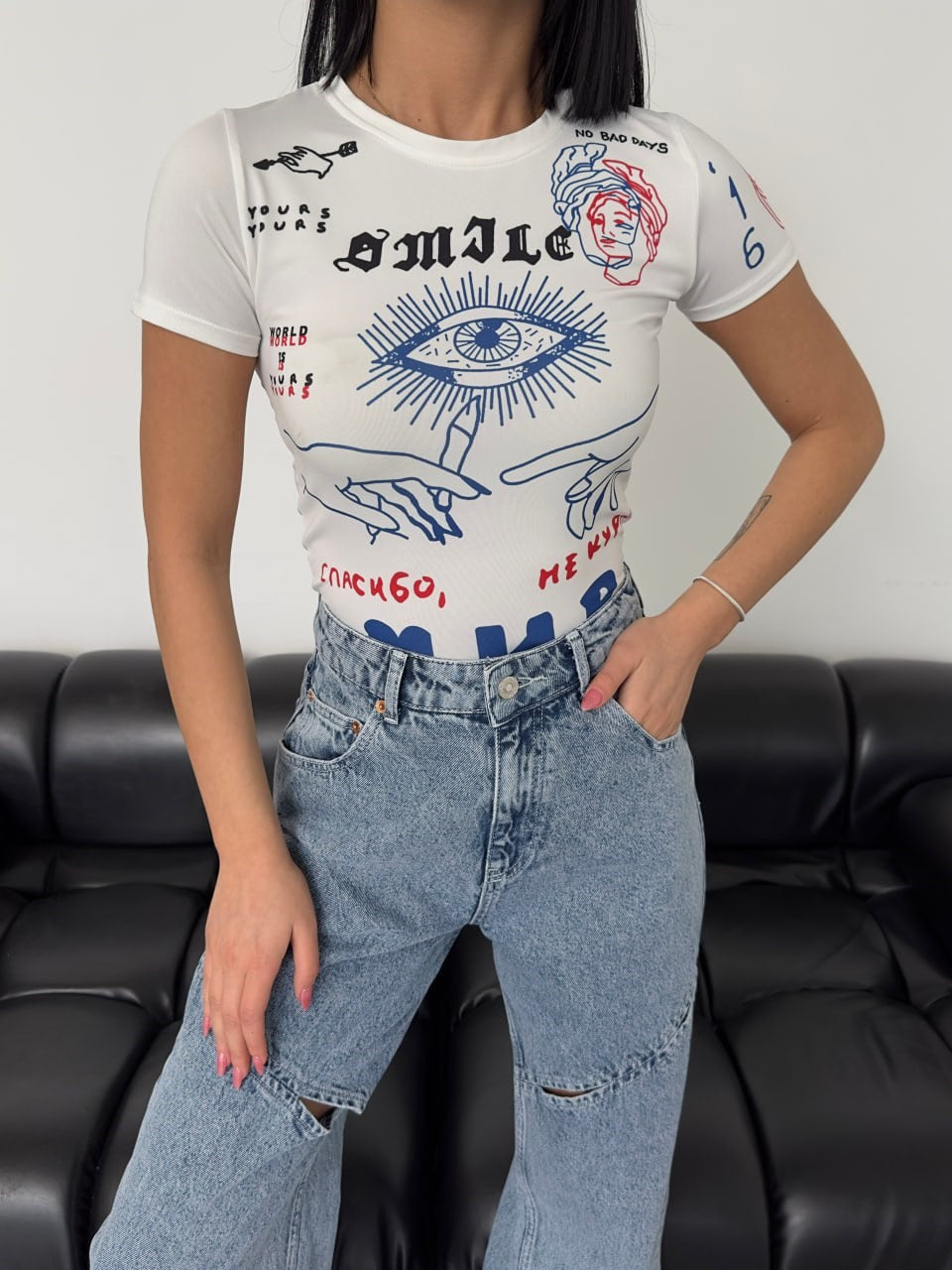Outdoor Vintage Karma Kolaj Street Beyaz T-shirt