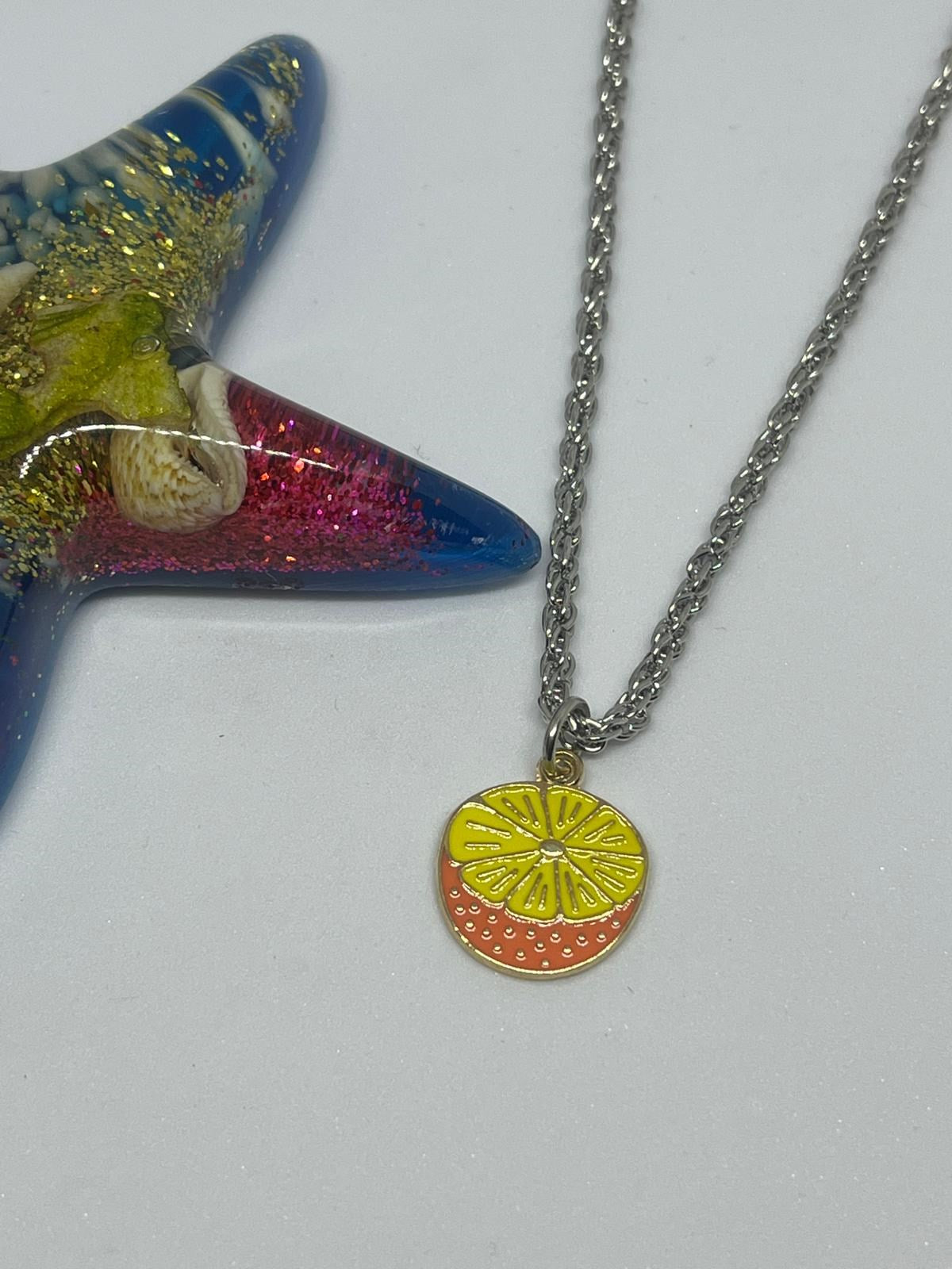 Anime Harajuku Retro Vintage Orange Portakl Zincirli Kolye