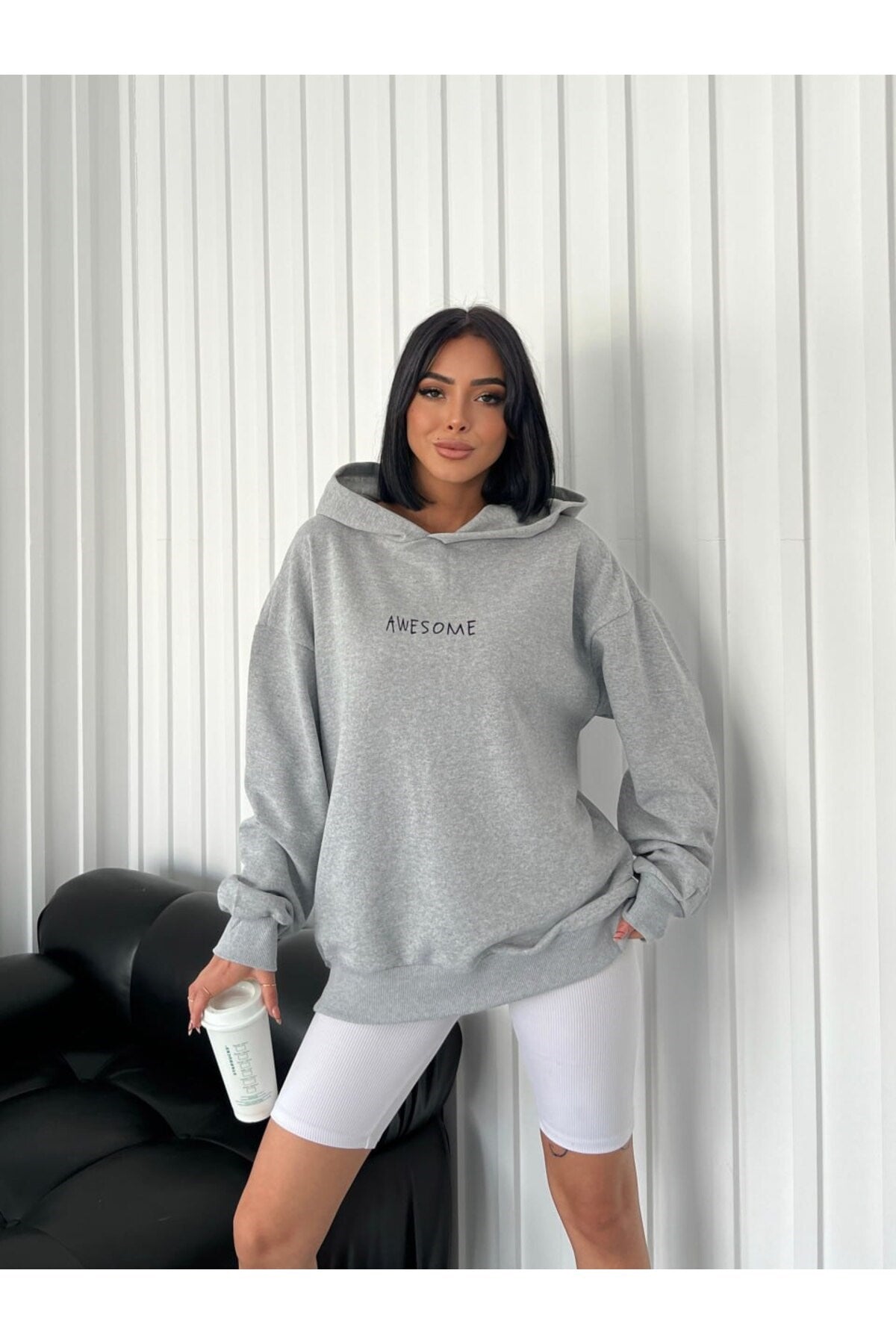 Awesome Baskılı Oversize Model Sweatshirt DLY