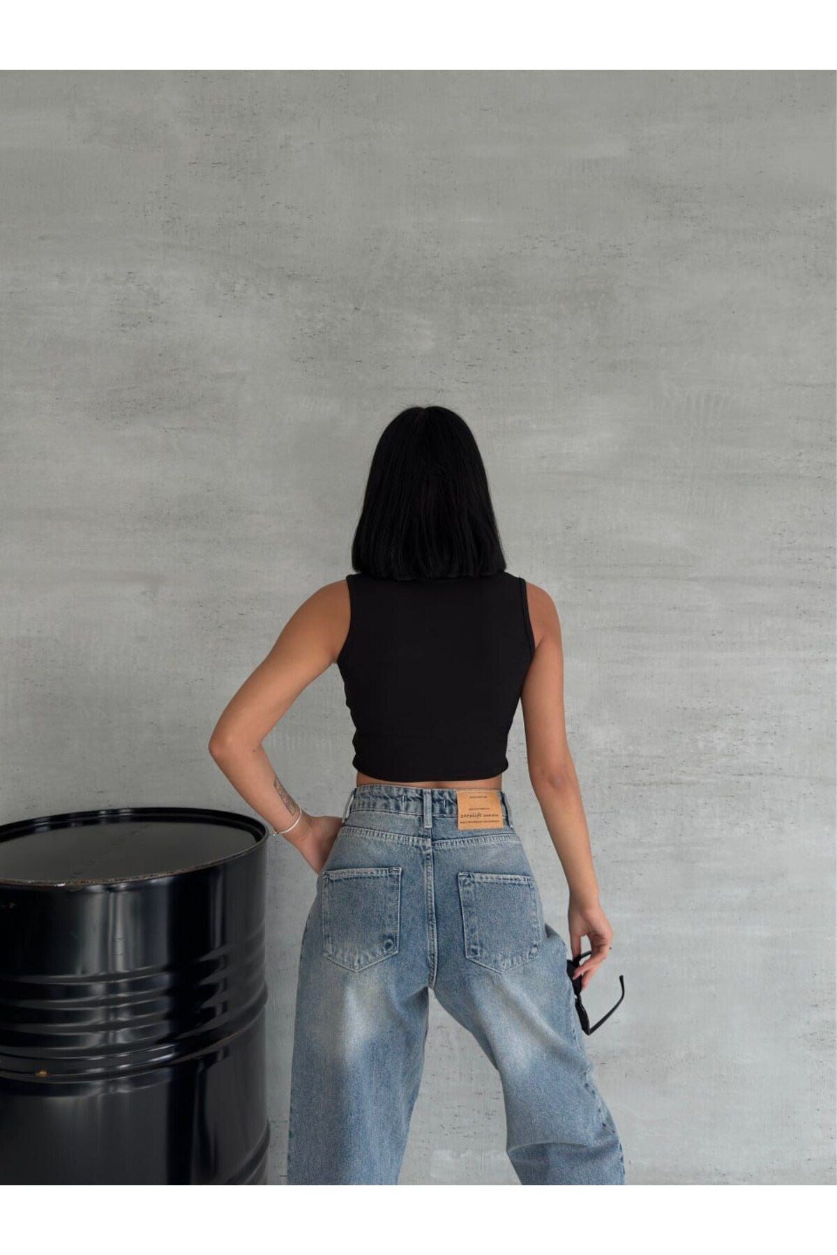 Y2K Vintage Kadın Sıfır Kol Crop TShirt (Tişört)