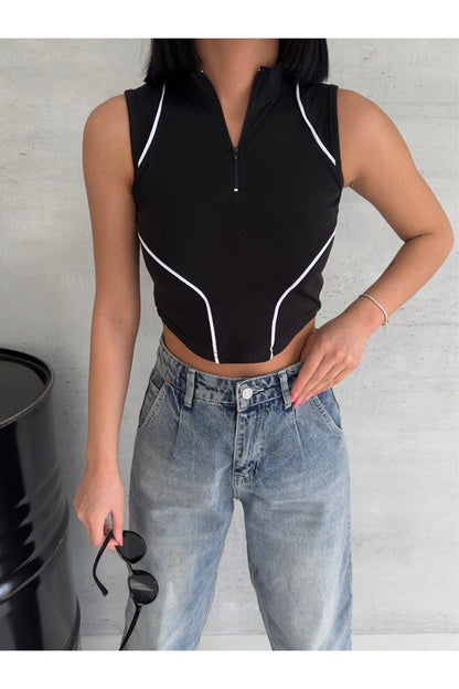 Y2K Vintage Kadın Sıfır Kol Crop TShirt (Tişört)