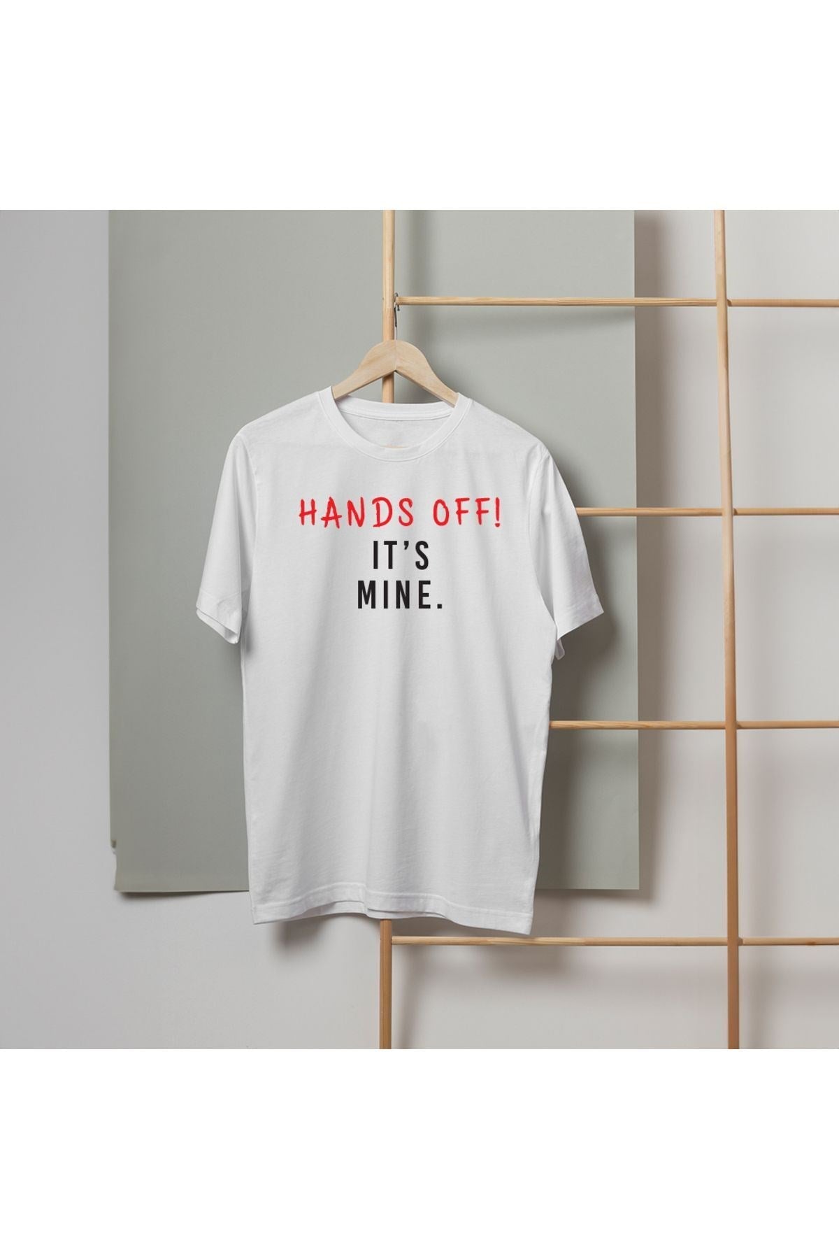 Y2k Tech Oversize Hands Off! It's Mine. Baskılı Beyaz Basic T-shirt