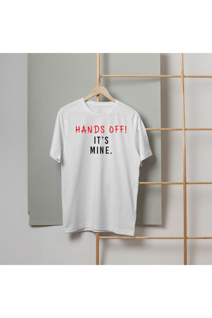 Y2k Tech Oversize Hands Off! It's Mine. Baskılı Beyaz Basic T-shirt