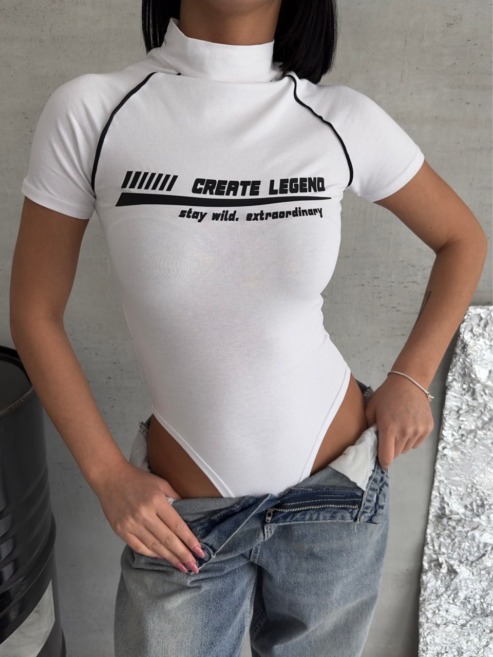 Beyaz Cosplay Retro Vintage Create-Legend Kısa Kol Çıtçıtlı Body