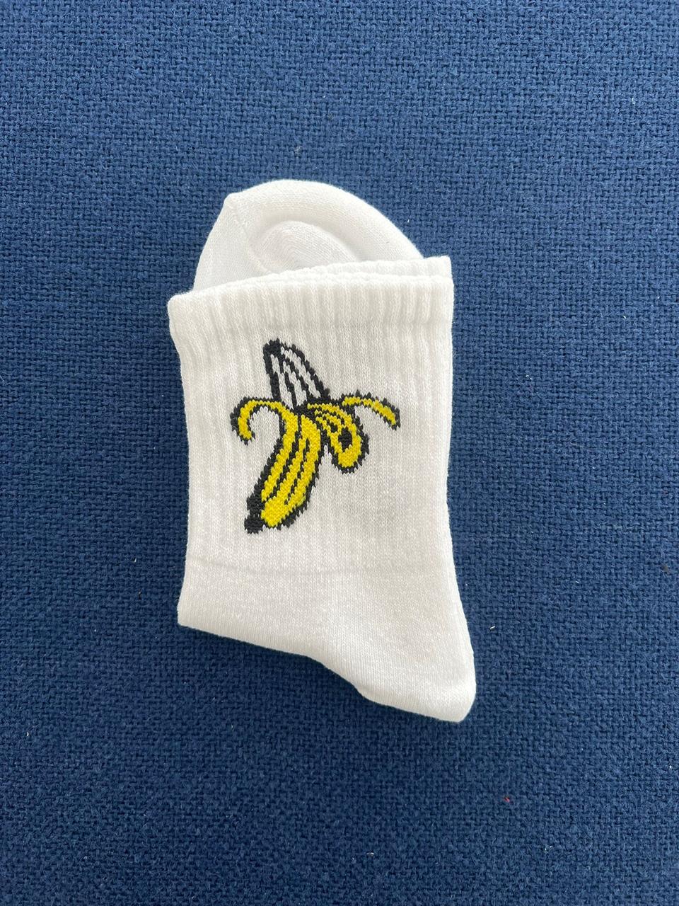 ESC BUTİK Banana Unisex Beyaz Kolej Çorap