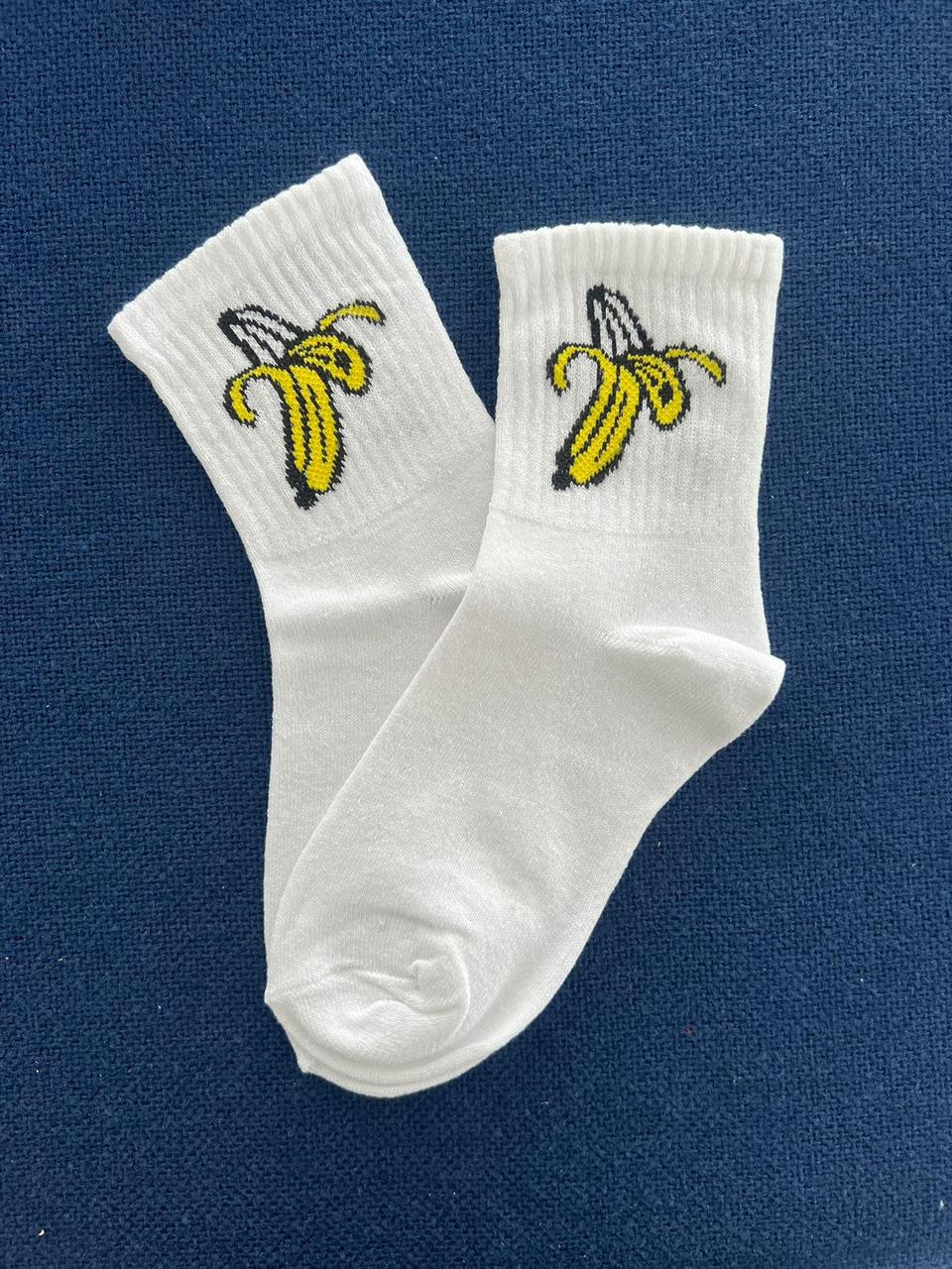 ESC BUTİK Banana Unisex Beyaz Kolej Çorap