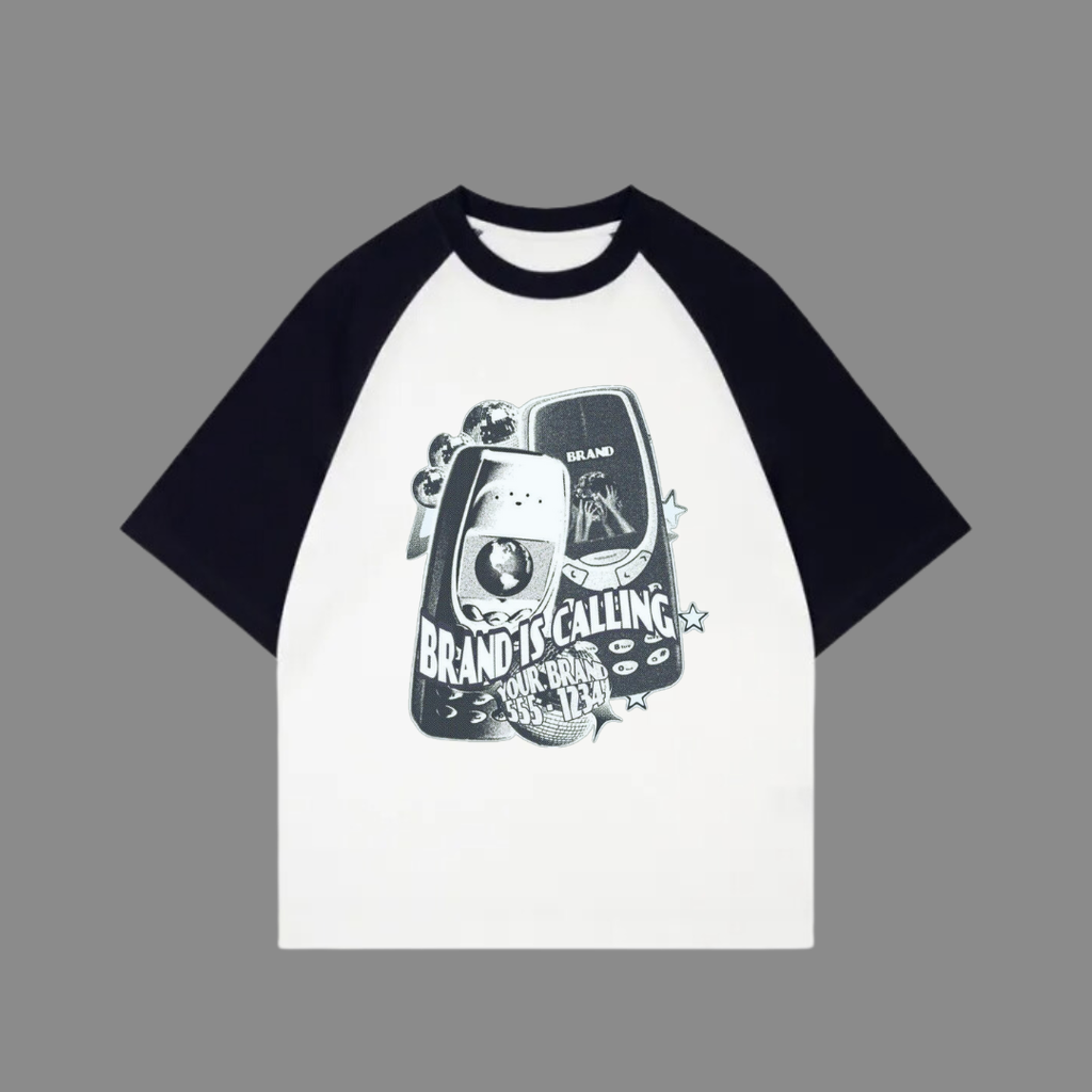 ESC BUTİK Beyaz Unisex Siyah Reglan Brand is Calling T-Shirt
