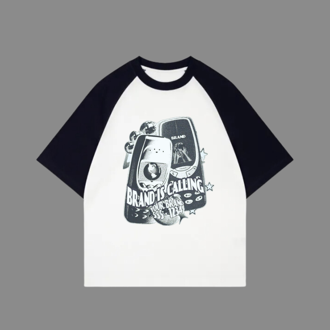ESC BUTİK Beyaz Unisex Siyah Reglan Brand is Calling T-Shirt
