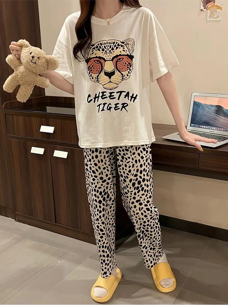ESC BUTİK Çita Tiger Desenli Oversize Unisex T-shirt