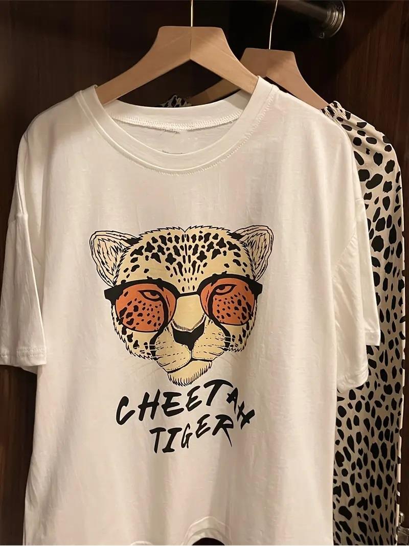 ESC BUTİK Çita Tiger Desenli Oversize Unisex T-shirt