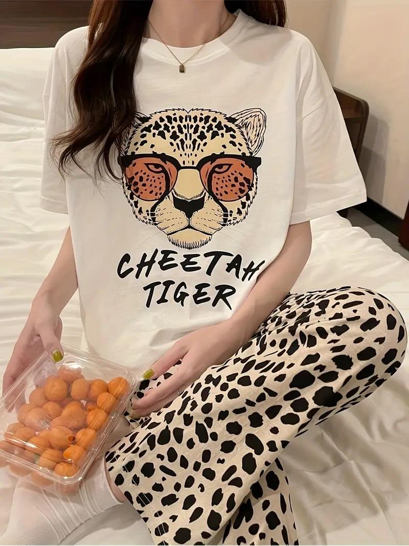ESC BUTİK Çita Tiger Desenli Oversize Unisex T-shirt