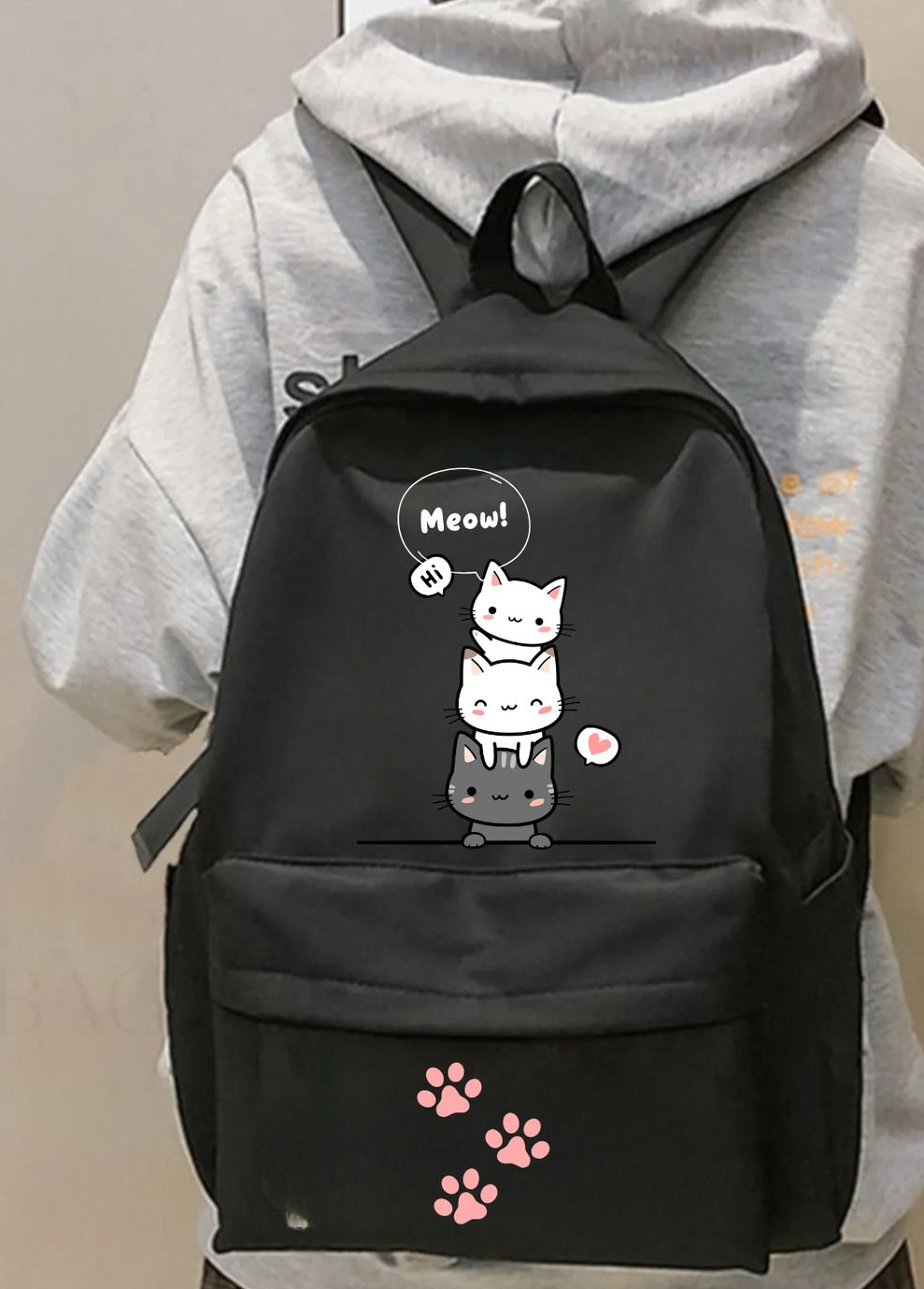 ESC BUTİK Cute Cat Baskılı Okul, Dershane, Kurs Sırt Çantası