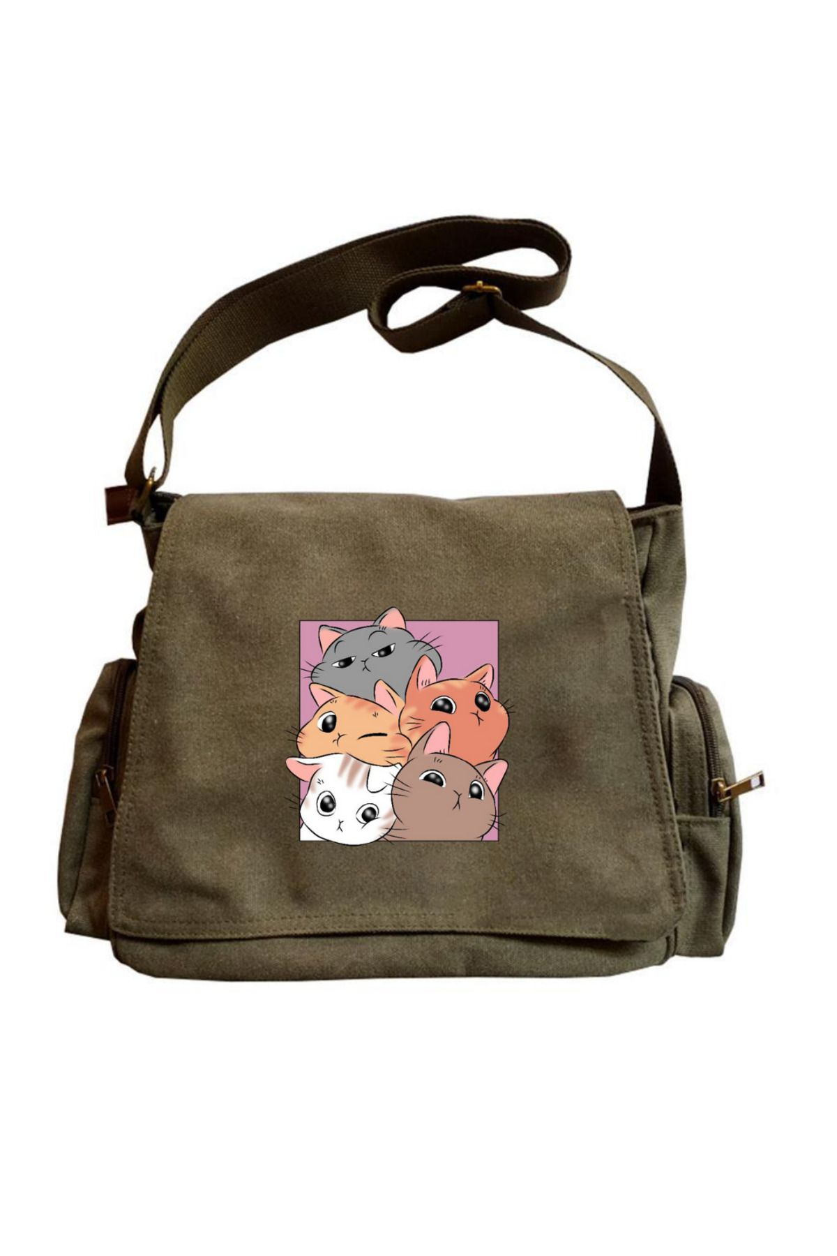 ESC BUTİK Cute Cat Seriouse Baskılı Unisex Postacı Çantası