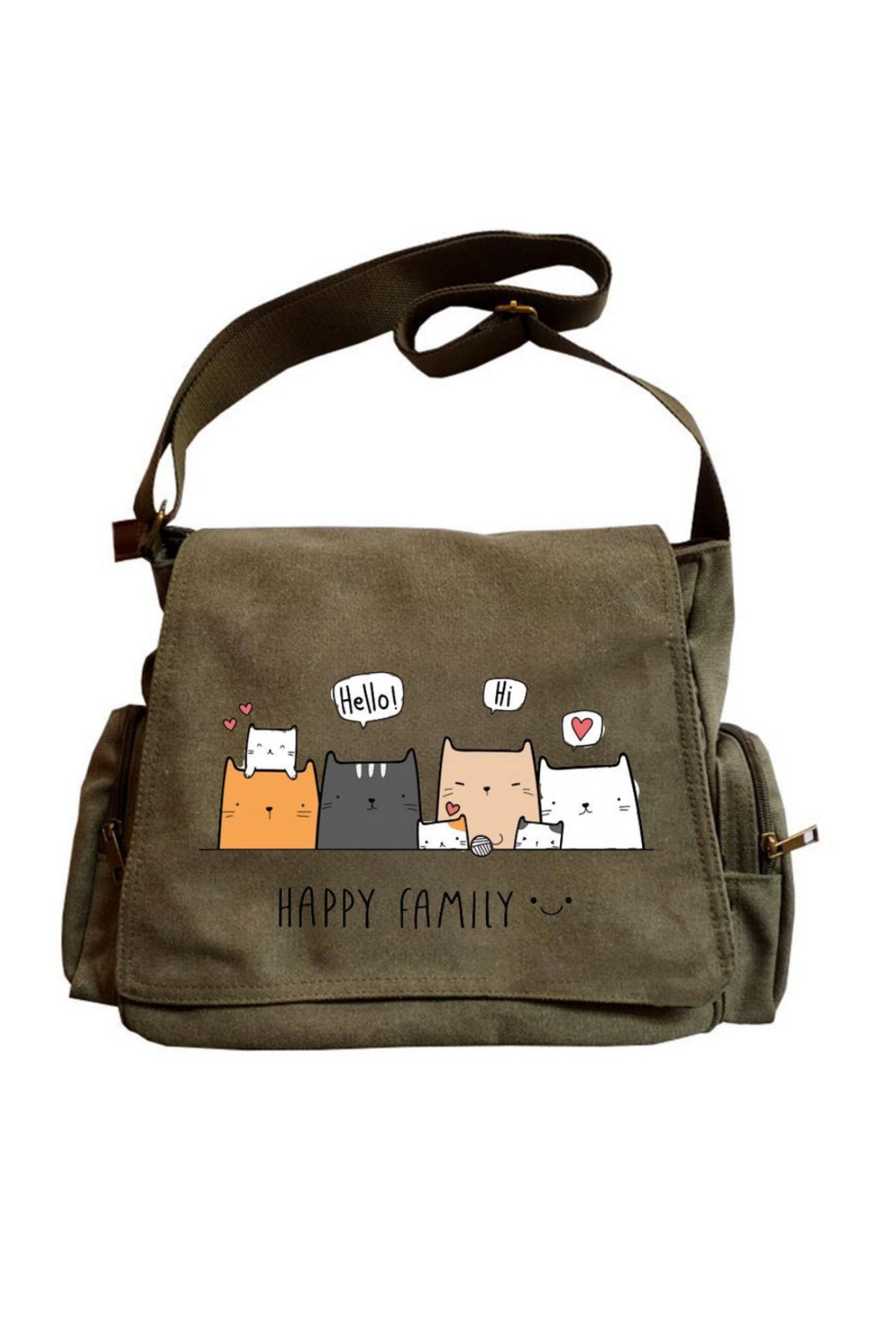 ESC BUTİK Cute Cat Seriouse Baskılı Unisex Postacı Çantası