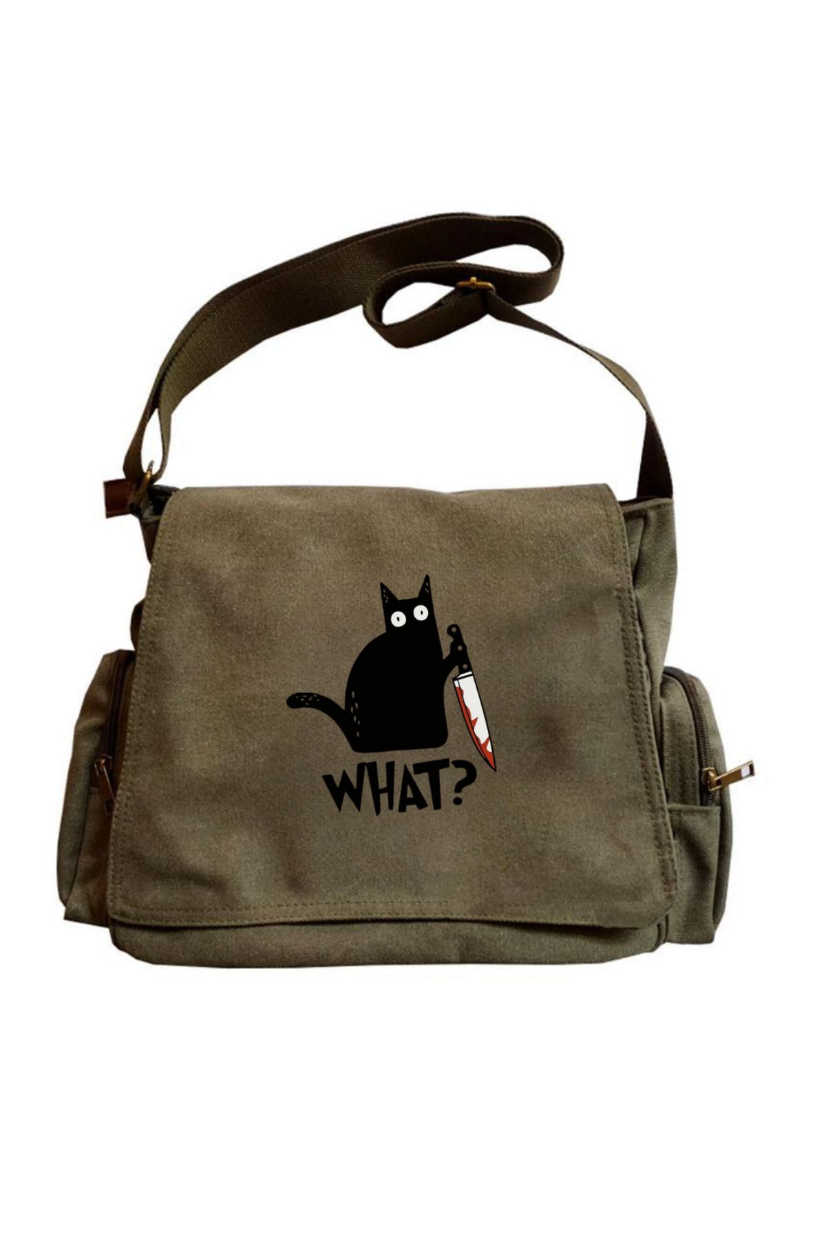 ESC BUTİK Cute Cat Seriouse Baskılı Unisex Postacı Çantası