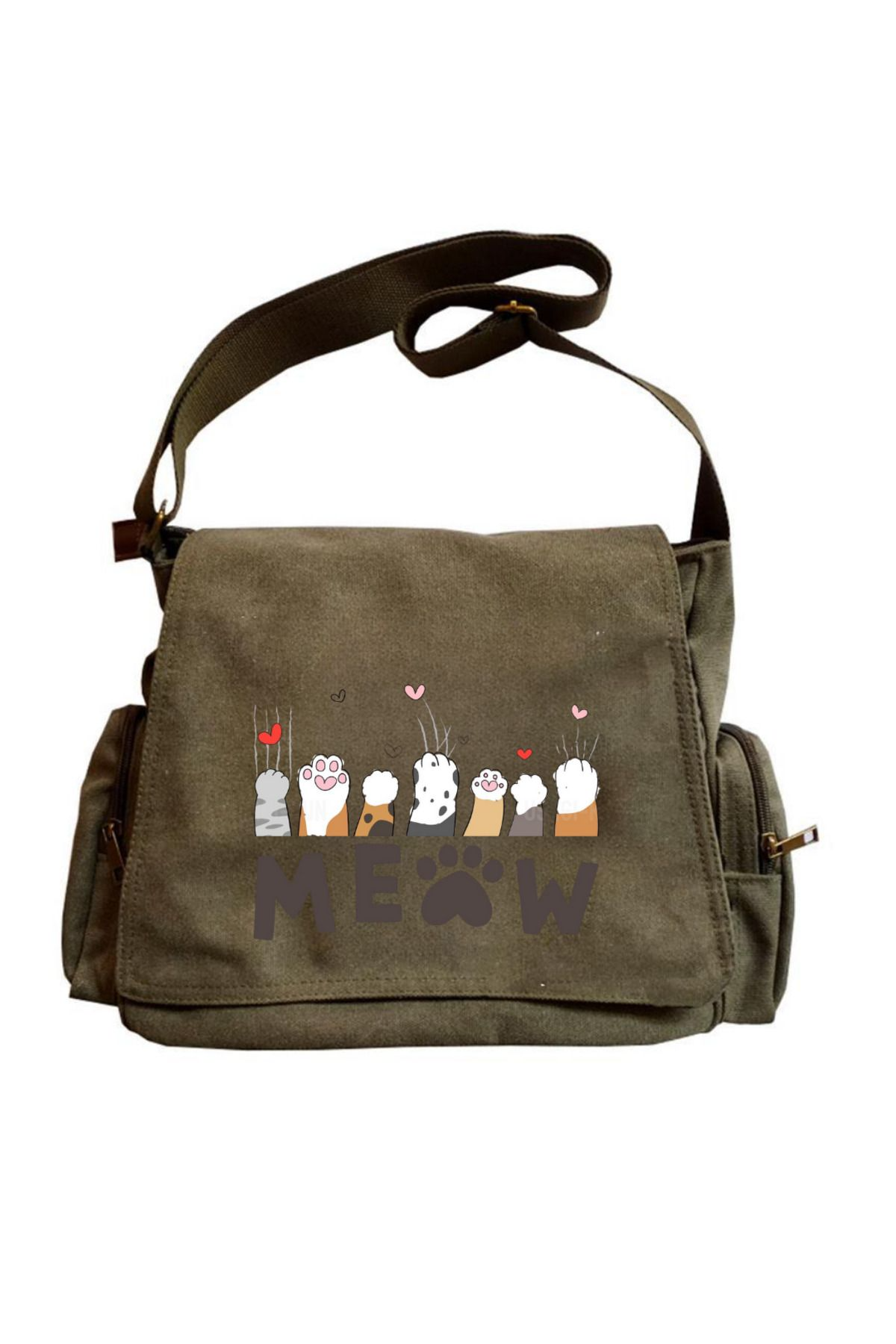 ESC BUTİK Cute Cat Seriouse Baskılı Unisex Postacı Çantası