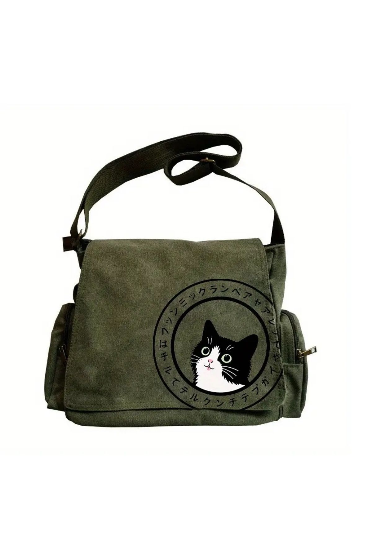 ESC BUTİK Cute Cat Seriouse Baskılı Unisex Postacı Çantası