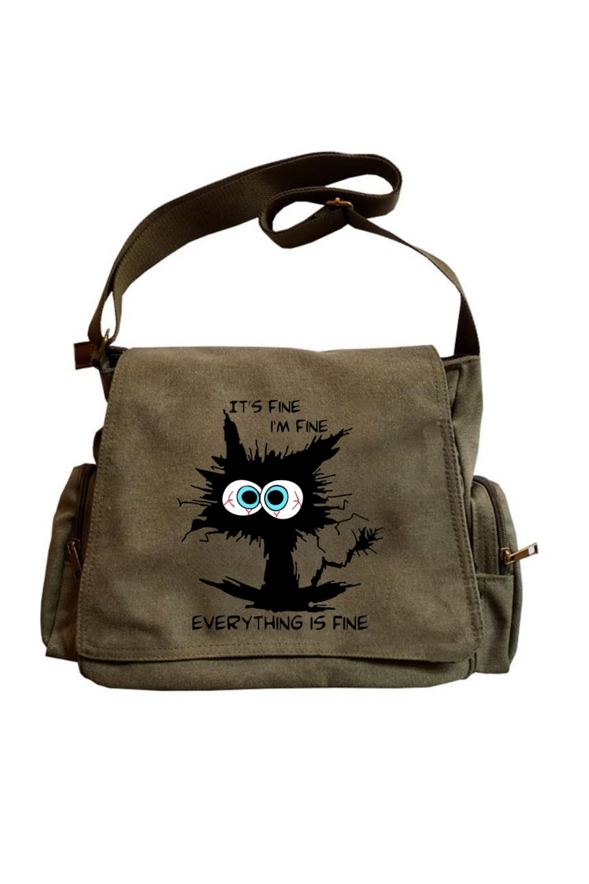 ESC BUTİK Cute Cat Seriouse Baskılı Unisex Postacı Çantası