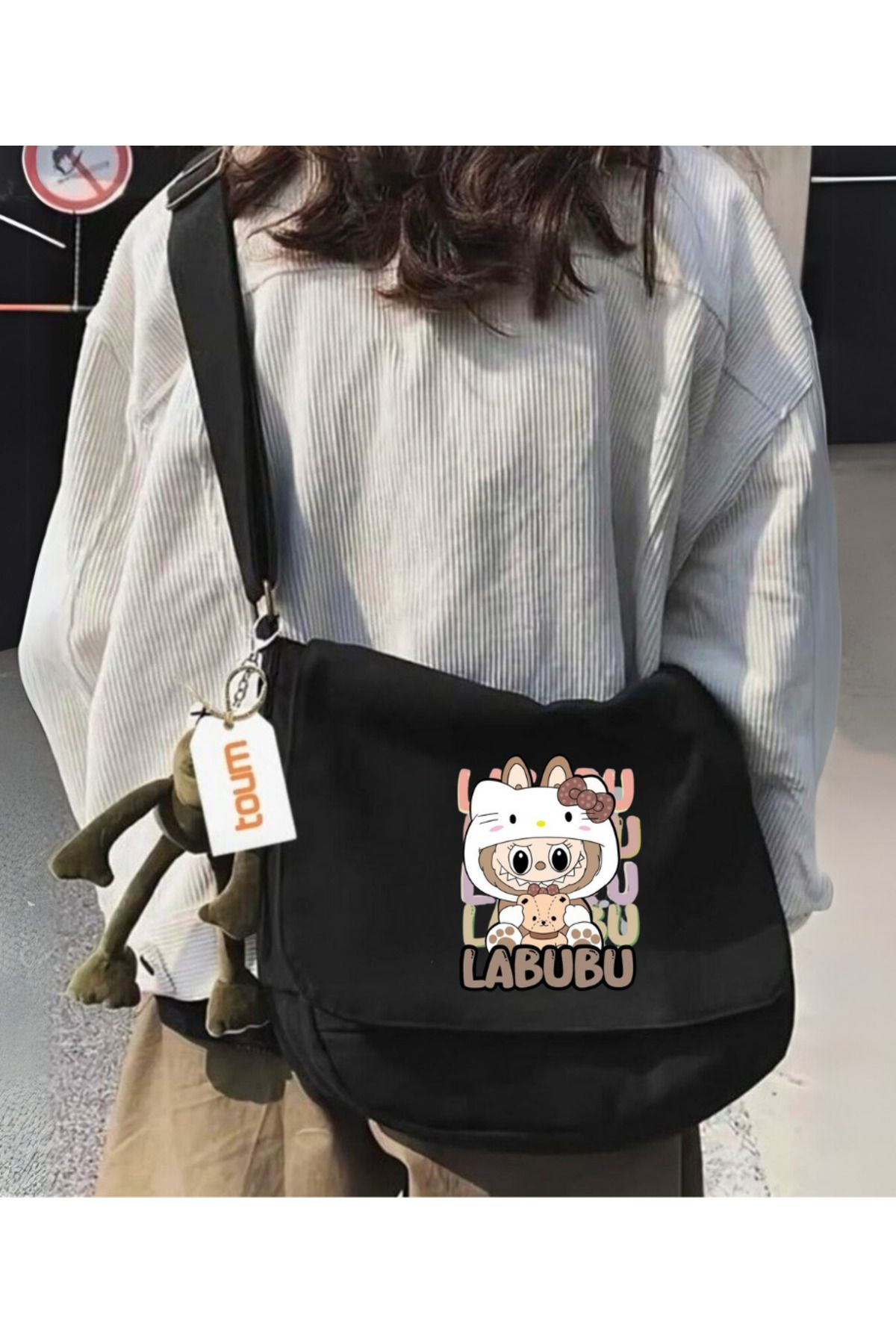 ESC BUTİK Cute Labubu Baskılı Unisex Postacı Çantası