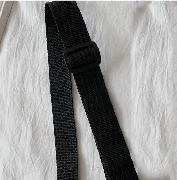 ESC BUTİK Cute Paws Baskılı Cep Detaylı Unisex Kanvas Siyah Omuz Çantası