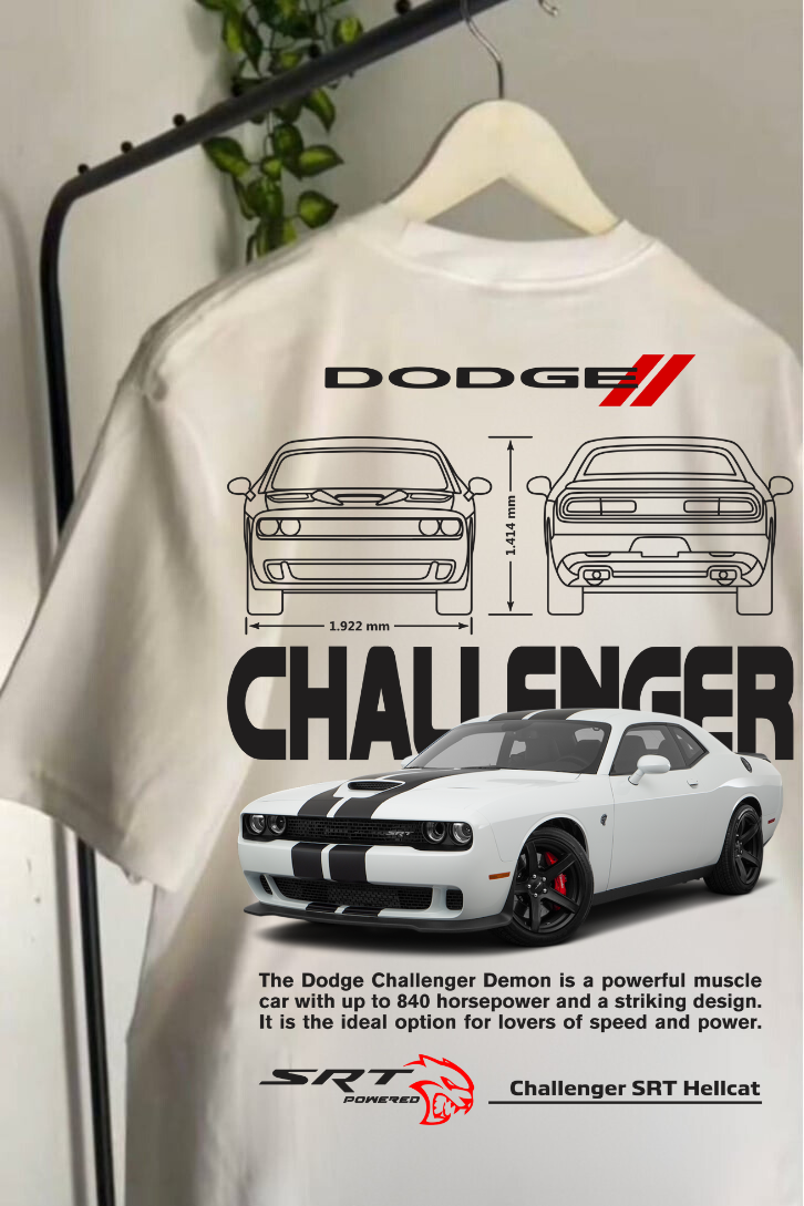 ESC BUTİK Dodge & Mustang Retro Baskılı T-shirt