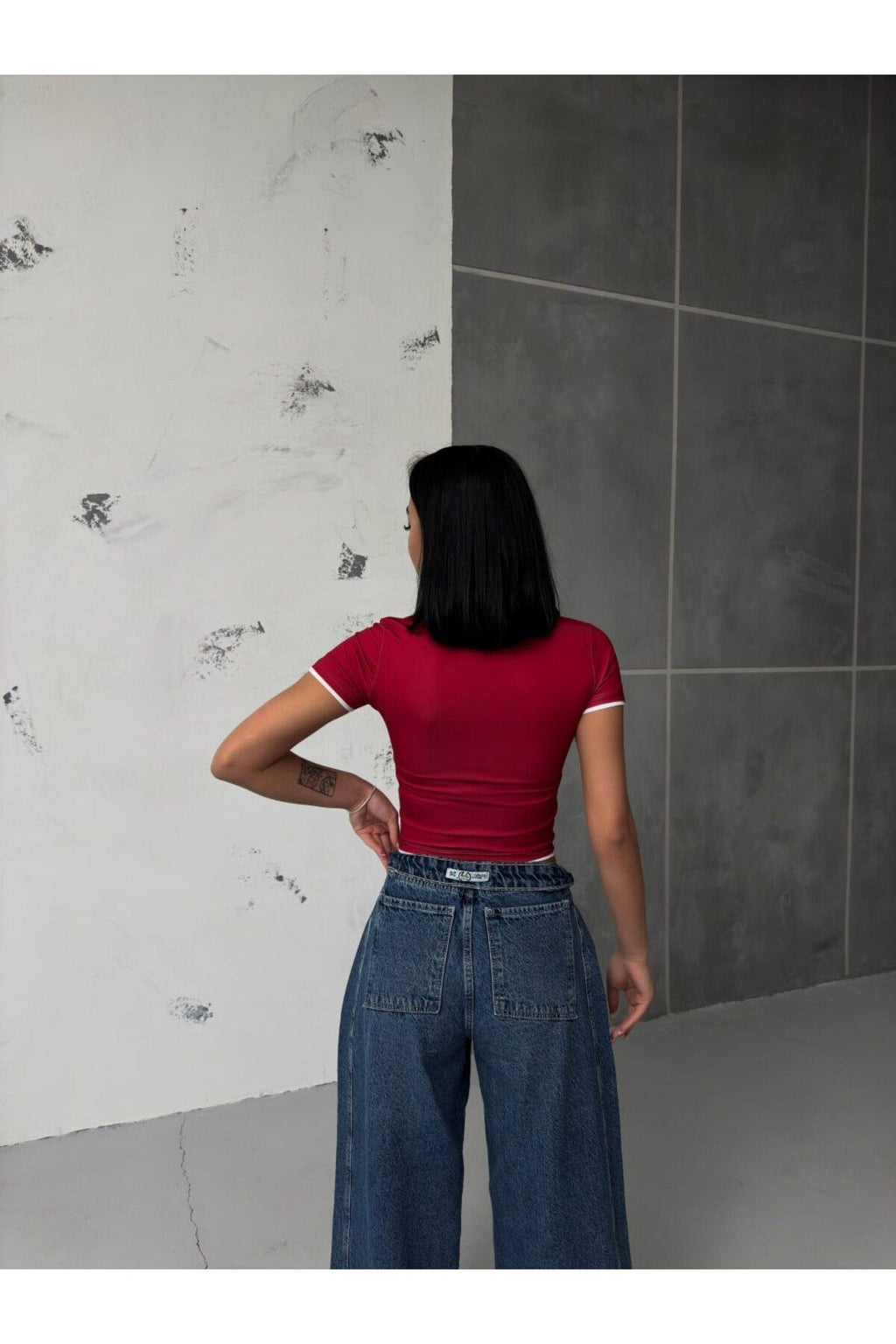 Vintage Y2k Mcqueen Parçalı Crop T-Shirt