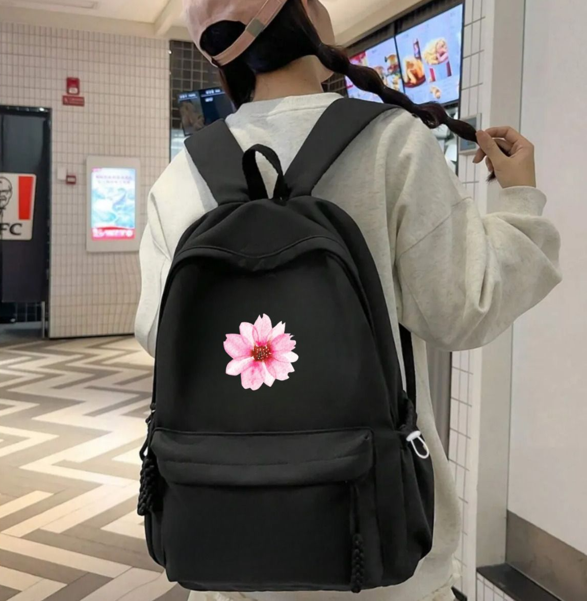 ESC BUTİK Flowers Baskılı Unisex Okul Sırt Çantası