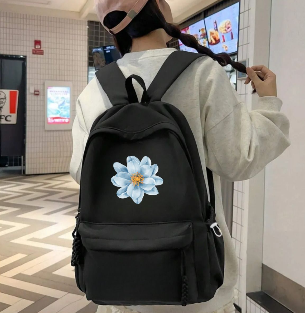 ESC BUTİK Flowers Baskılı Unisex Okul Sırt Çantası
