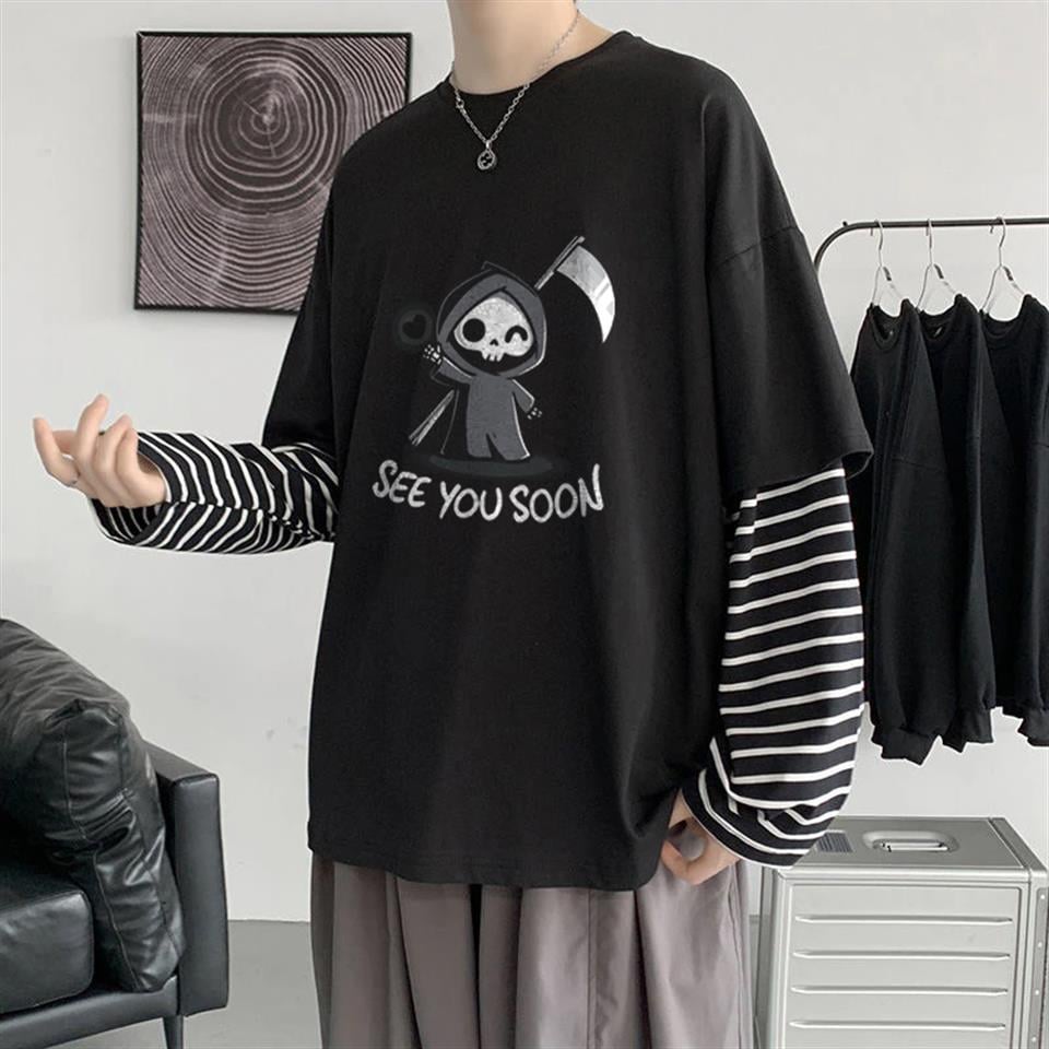 ESC BUTİK Halloween See You Soon Witch Baskılı Fake Sleeves Unisex Siyah T-shirt